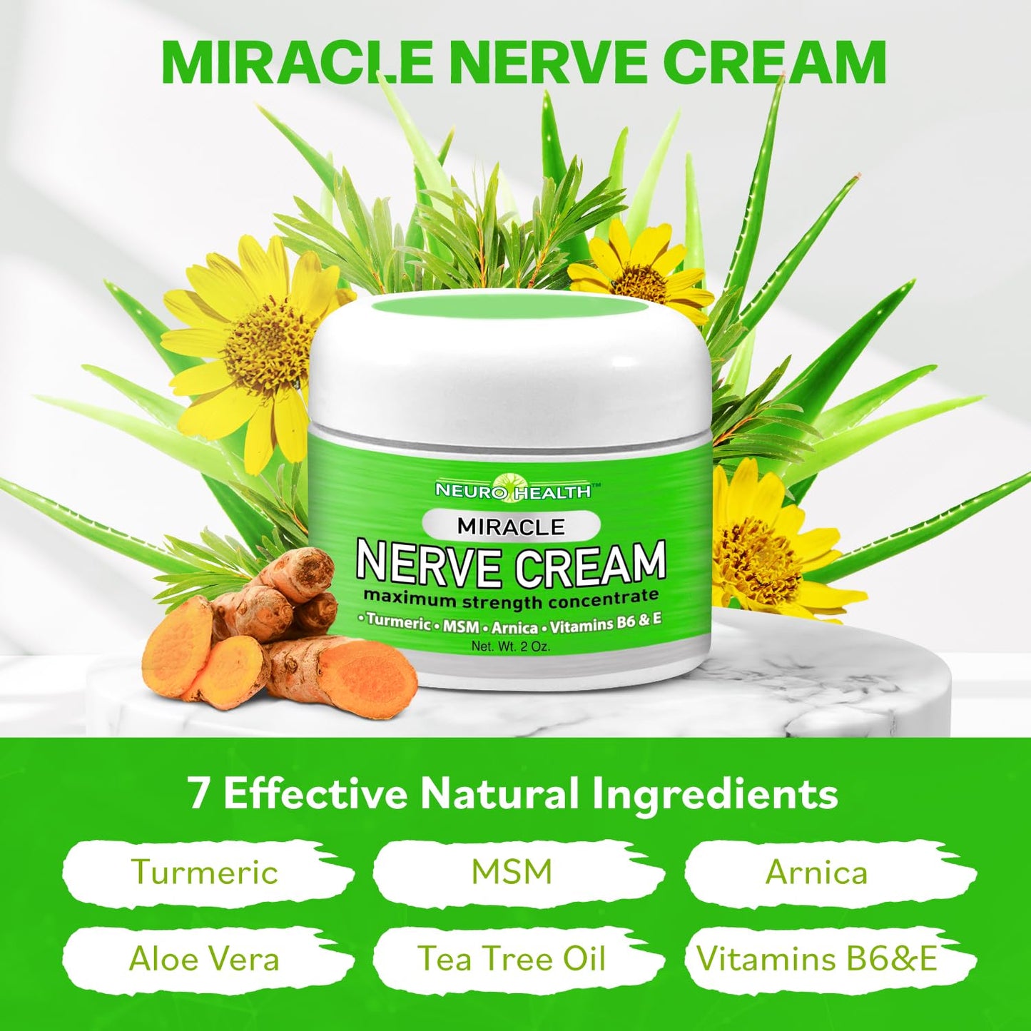 Neuro Health Miracle Nerve Cream - Maximum Strength - Turmeric and Arnica Blend for Neuropathy Discomfort Relief - Soothing Foot & Hand Formula with MSM, B6, E - Made in USA Neuro HealthBuy Supplements Australia
