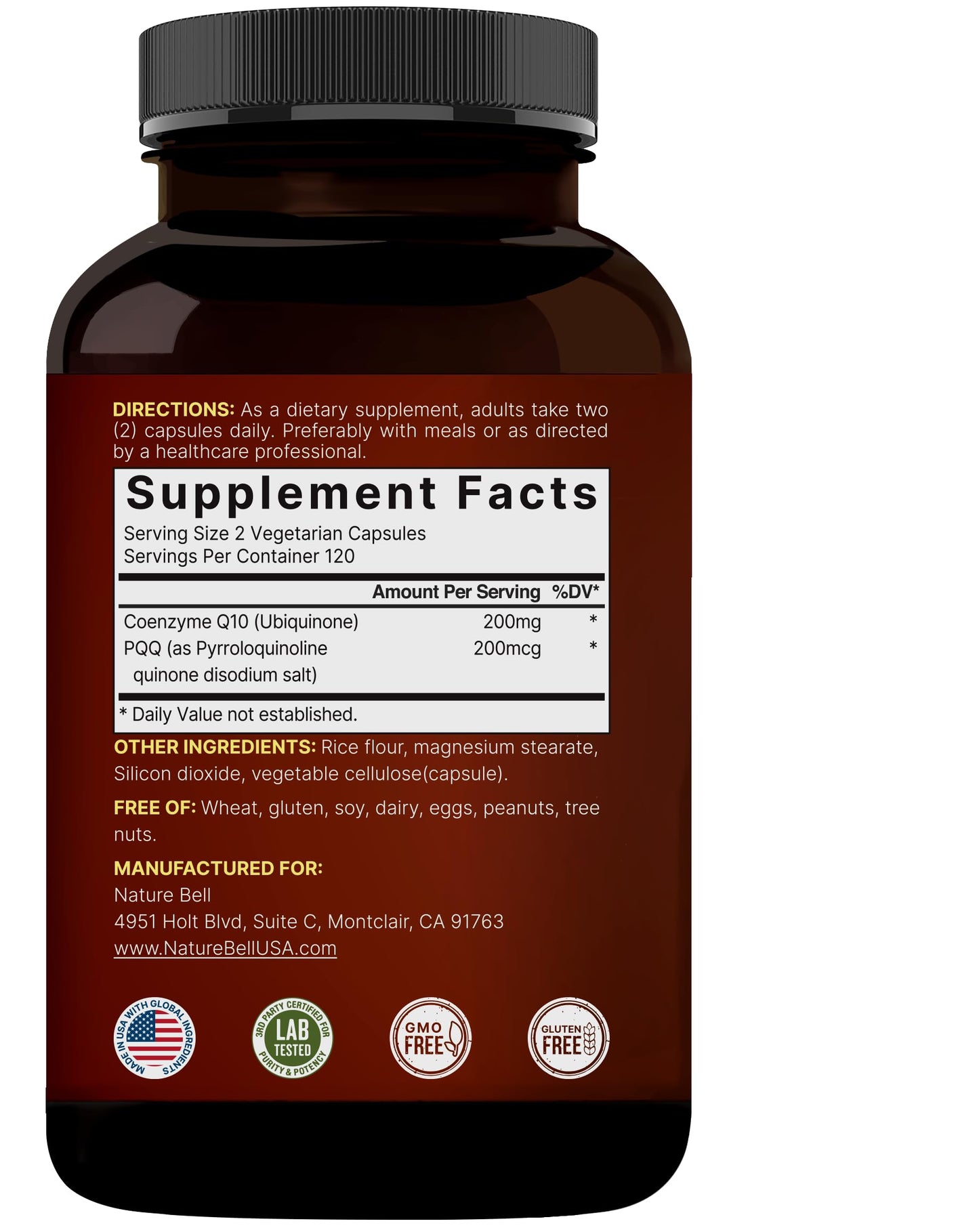 NatureBell CoQ10 200mg with PQQ, 240 Veggie Capsules | Stable High Absorption Form – Antioxidant Support for Heart, & Energy Health