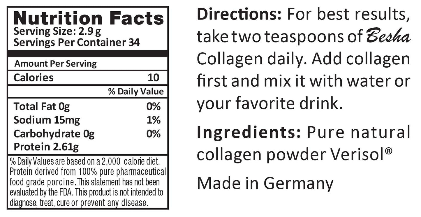BESHA INC Verisol Collagen Bioactive Peptides (Natural Collagen Powder) Made in Germany BESHA INC buy supplements Au