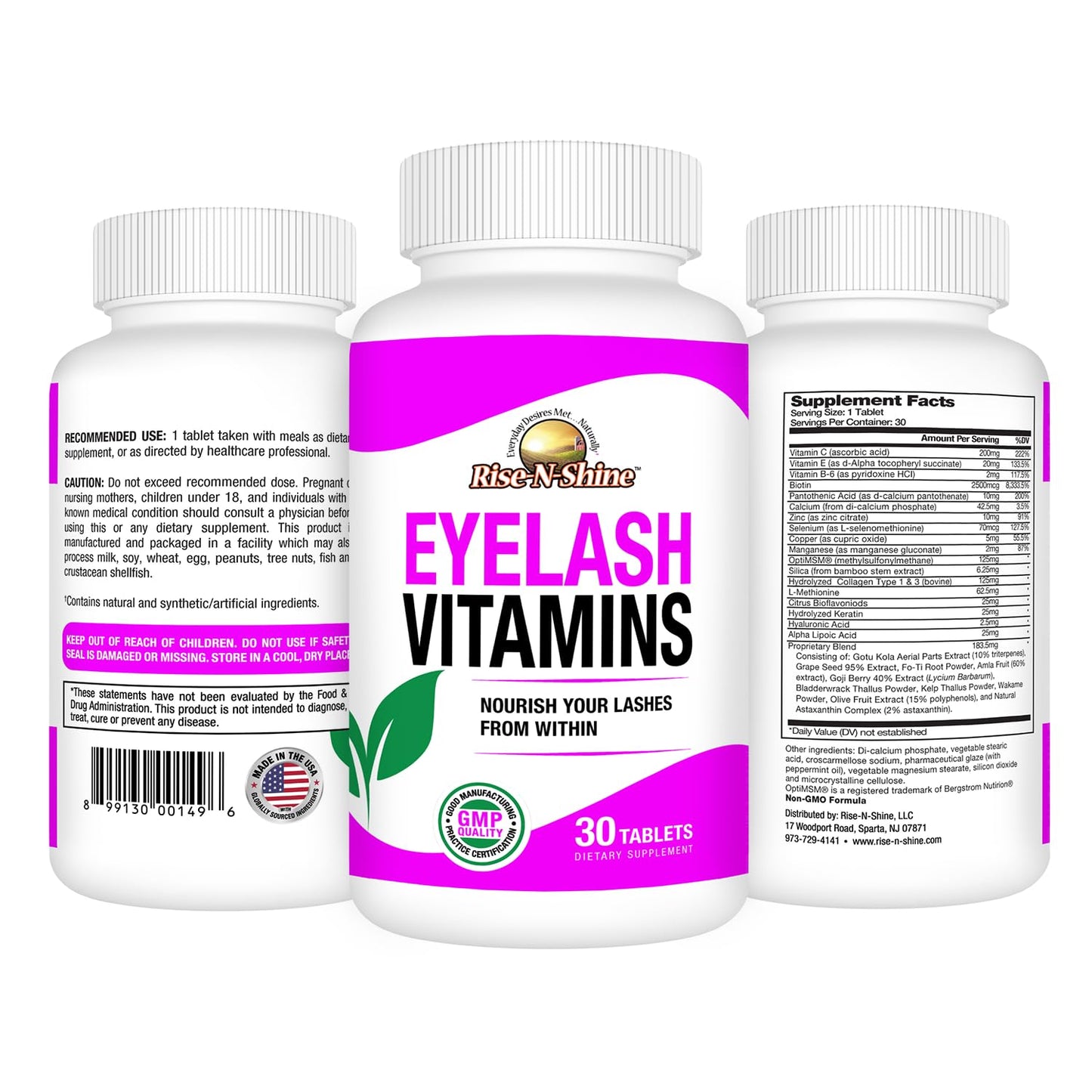 Rise-N-Shine Eyelash Growth Vitamins, Premium Lash Strengthening Supplement with Collagen, Keratin 30 Day Supply Rise-N-ShineBuy Supplements Australia