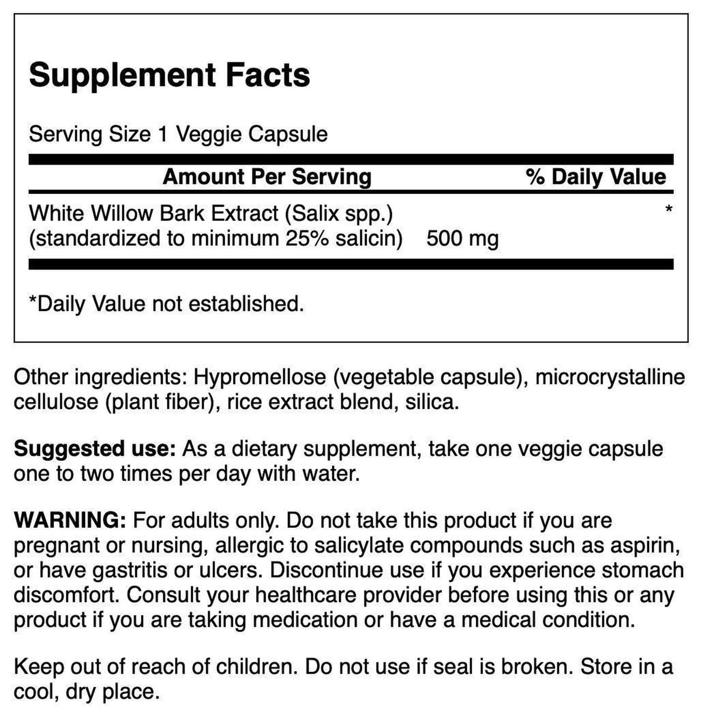 Swanson Maximum Strength White Willow Bark Extract-Promotes Joint Support & Muscle Relief-Standardized to 25% Salicin-Natural Supplement with No Stomach Irritation (60 Veggie Caps, 500mg Each) SwansonBuy Supplements Australia
