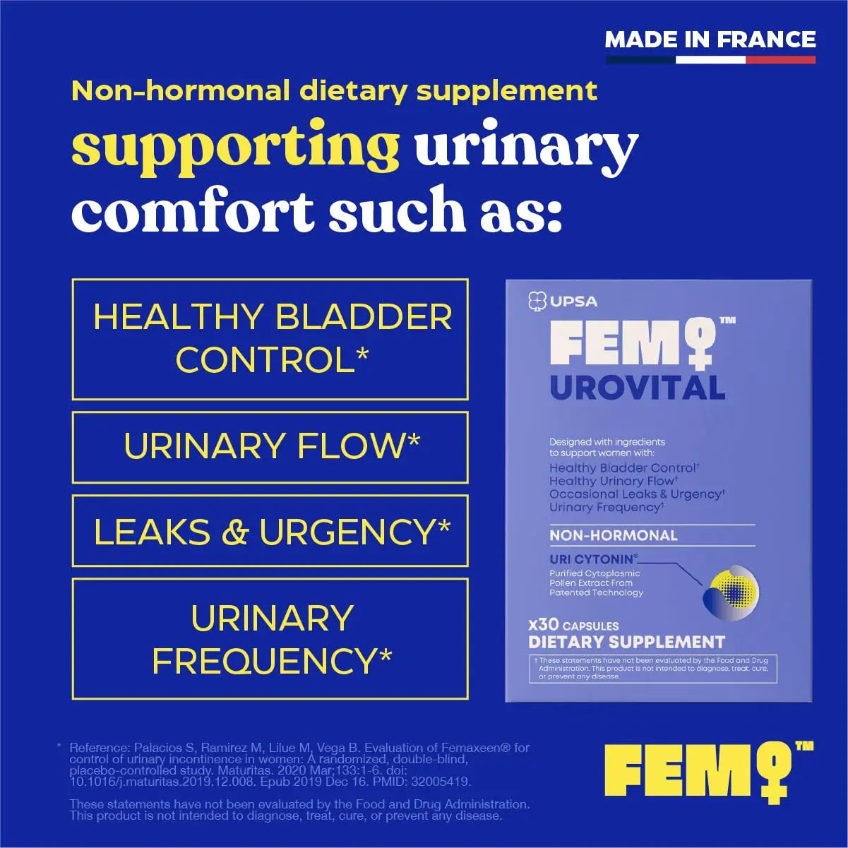FEM Urovital Bladder Control Supplements - Overactive Bladder, Leakage & Urgency Relief - Non-Hormonal Urinary Tract Health Support for Women - 30 Capsules UpsaBuy Supplements Australia