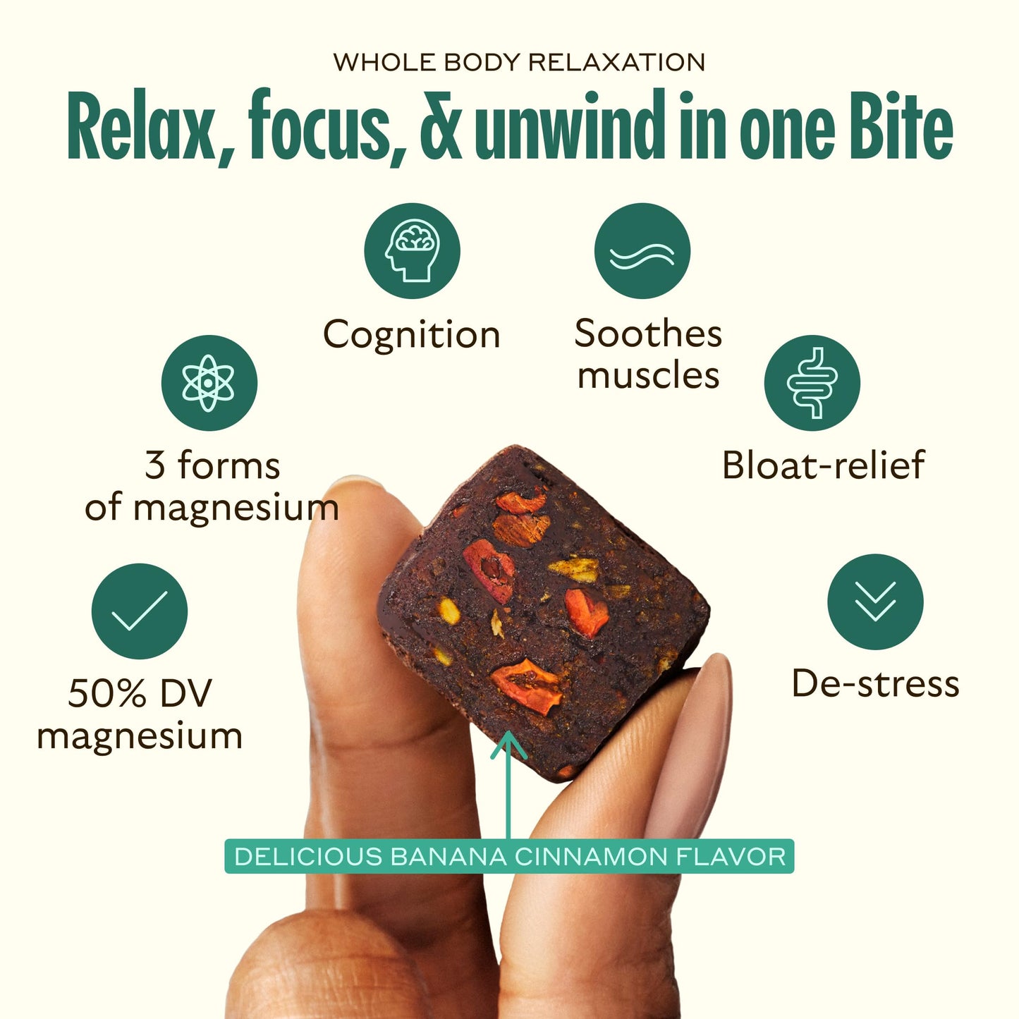GEM Calm Bite | Supports Calm Mind & Clarity | Magnesium L-Threonate, Golden Chlorella, Lemon Balm | Holistic Non-Habit Forming | Gluten Free, Soy Free, Banana Cinnamon (7 Count) GEMBuy Supplements Australia