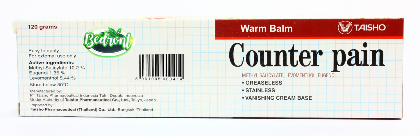 Bedront Counter Pain Warm Balm 120G for Massage and Relaxation, Sports Activity BedrontBuy Supplements Australia