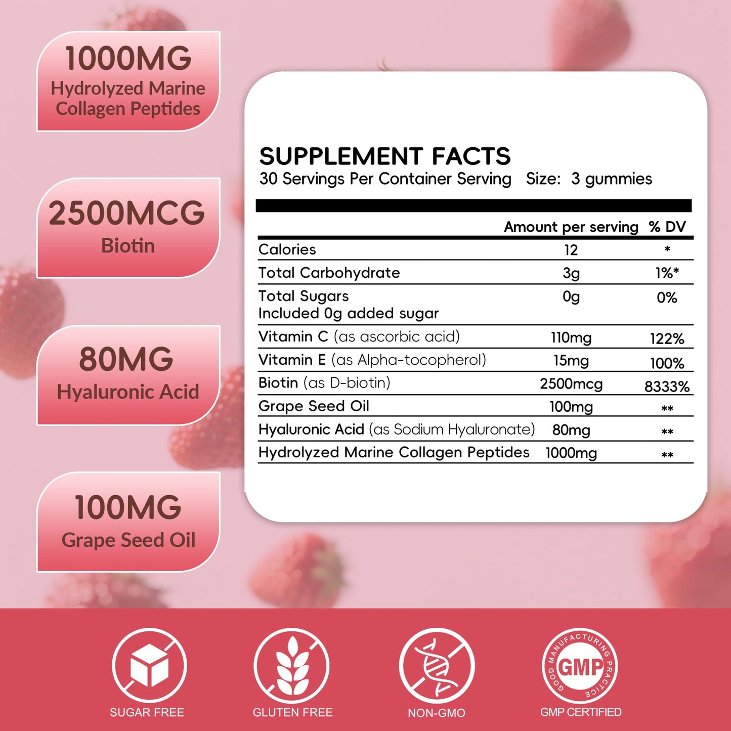 Herbovella Marine Collagen Peptides Gummies for Women- Hydrolyzed Collagen Peptides 1000mg with Biotin, Vitamins, Hyaluronic Acid- for Skin Hair Nails -Sugar Free, 30 Servings, Peach Flavor Herbovella buy supplements Au
