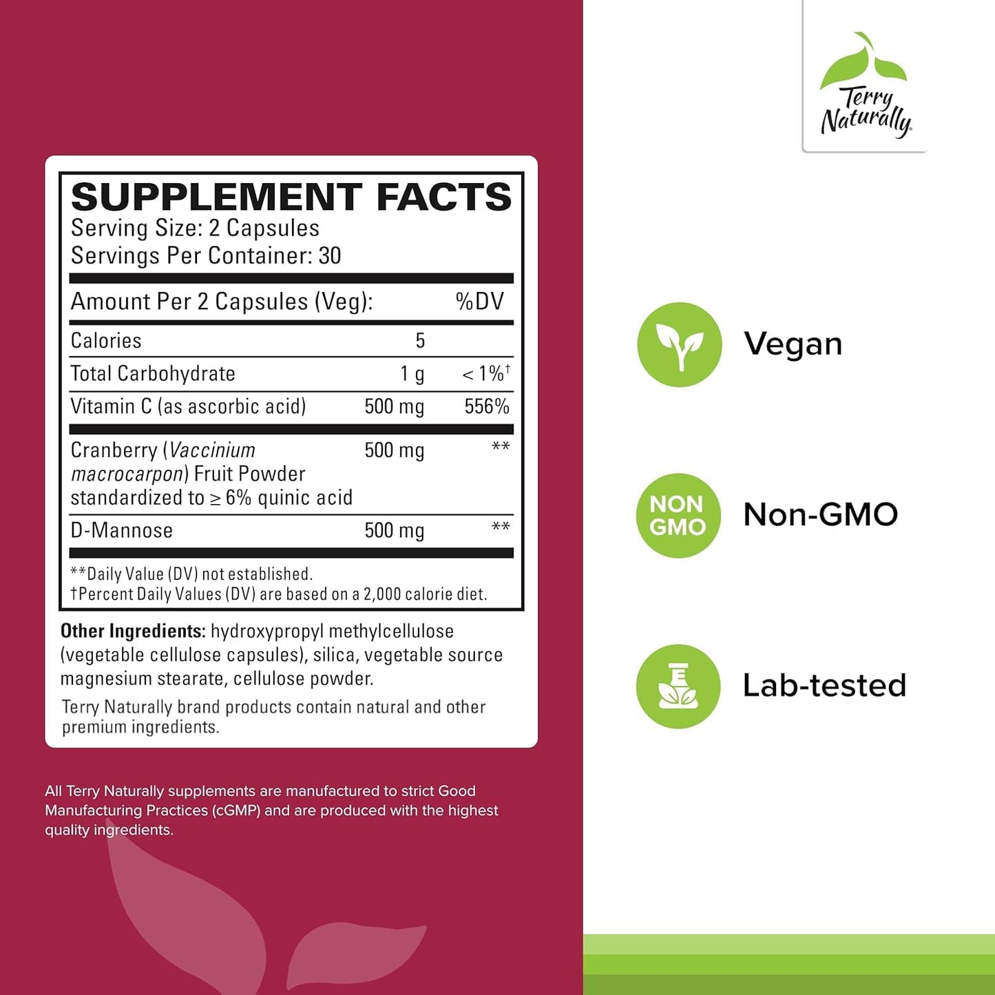 Terry Naturally Urinary Tract Intensive Support - Supplement with Cranberry for Bladder Health Support - Kidney Health Supplement with D-Mannose & Vitamin C - 60 Capsules (30 Servings) Terry NaturallyBuy Supplements Australia