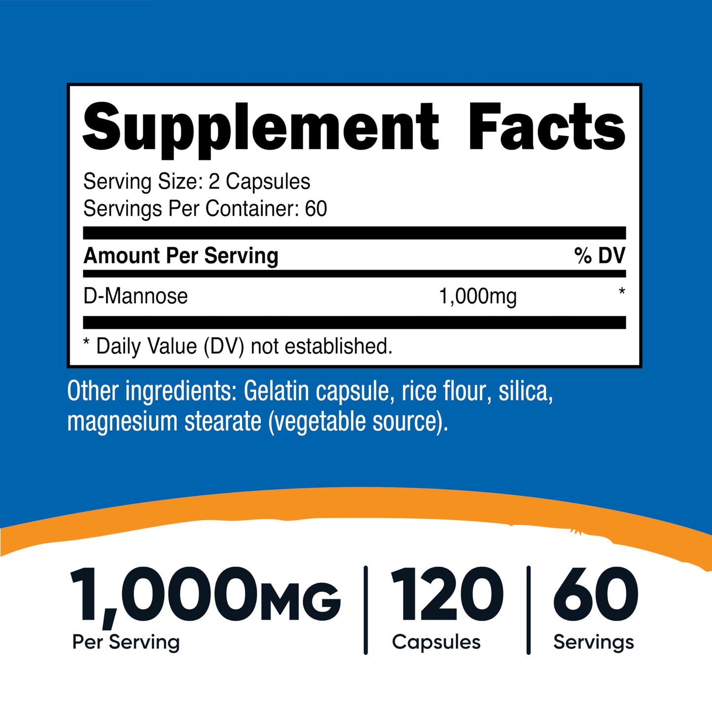 Nutricost D-Mannose 1000mg Per Serving, 120 Capsules - 500mg Per Capsule, Urinary Tract Health, Non-GMO and Gluten Free NutricostBuy Supplements Australia