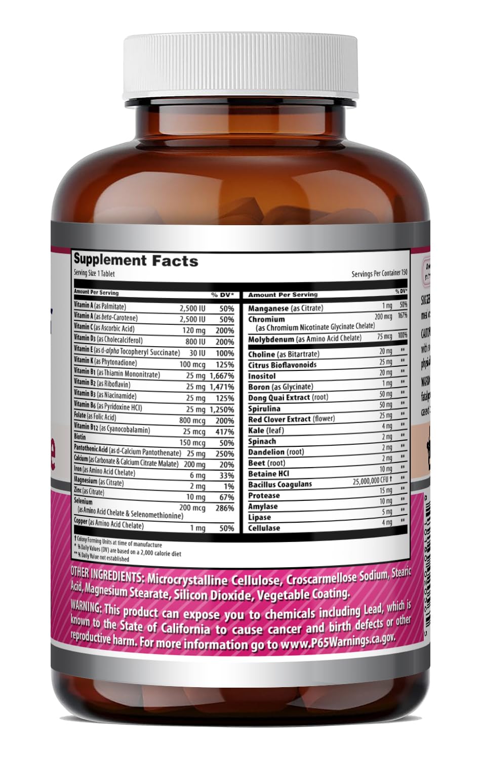 Amazing Formulas Women's One Multivitamin | Food Based | 150 Tablets, 5 Month Supply | Complete Blend of 40 Vitamins, Minerals & Probiotics Supplements | Non-GMO | Gluten-Free | Made in USA Amazing Nutrition buy supplements Au