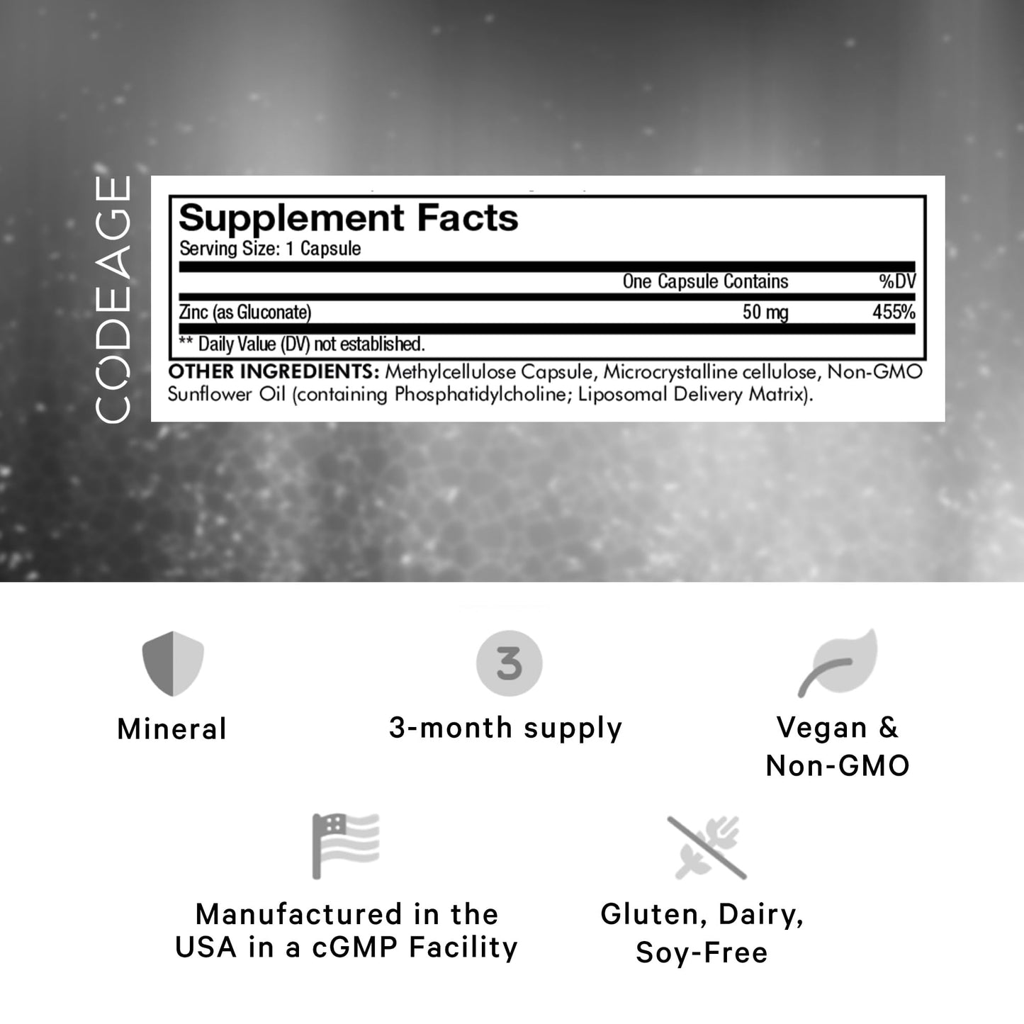 Codeage Liposomal Zinc Supplement – 3 Month Supply – One Per Day - 50 mg Zinc Gluconate Vitamin Pills - Essential Mineral Supplements Liposomal Delivery Matrix - Vegan Non-GMO - 100 Capsules CodeageBuy Supplements Australia