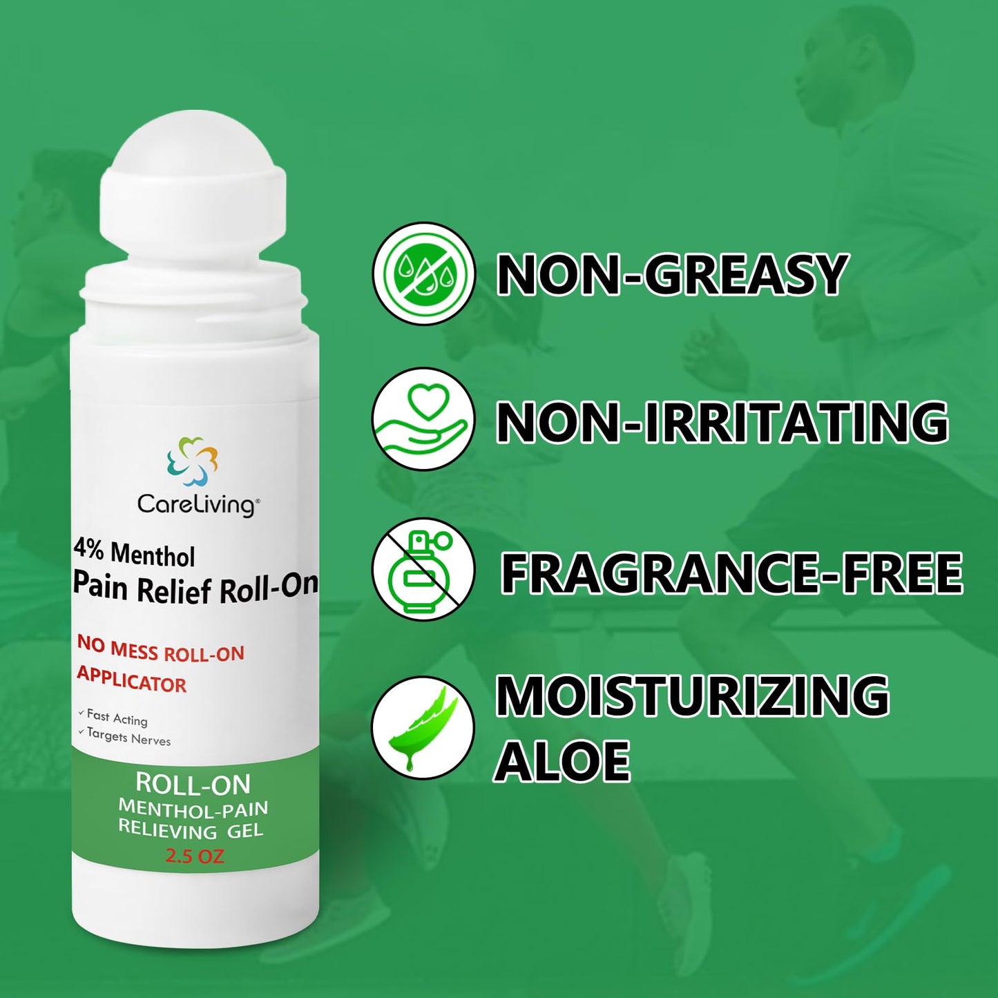 CARELIVING Roll On Pain Relief for Knee, Neck, Joint, Shoulder, Arthritis Pain Reliever, Sore Muscle Relief, Roll On Menthol Gel 2.5 Fl Oz (Pack of 2) CARELIVINGBuy Supplements Australia