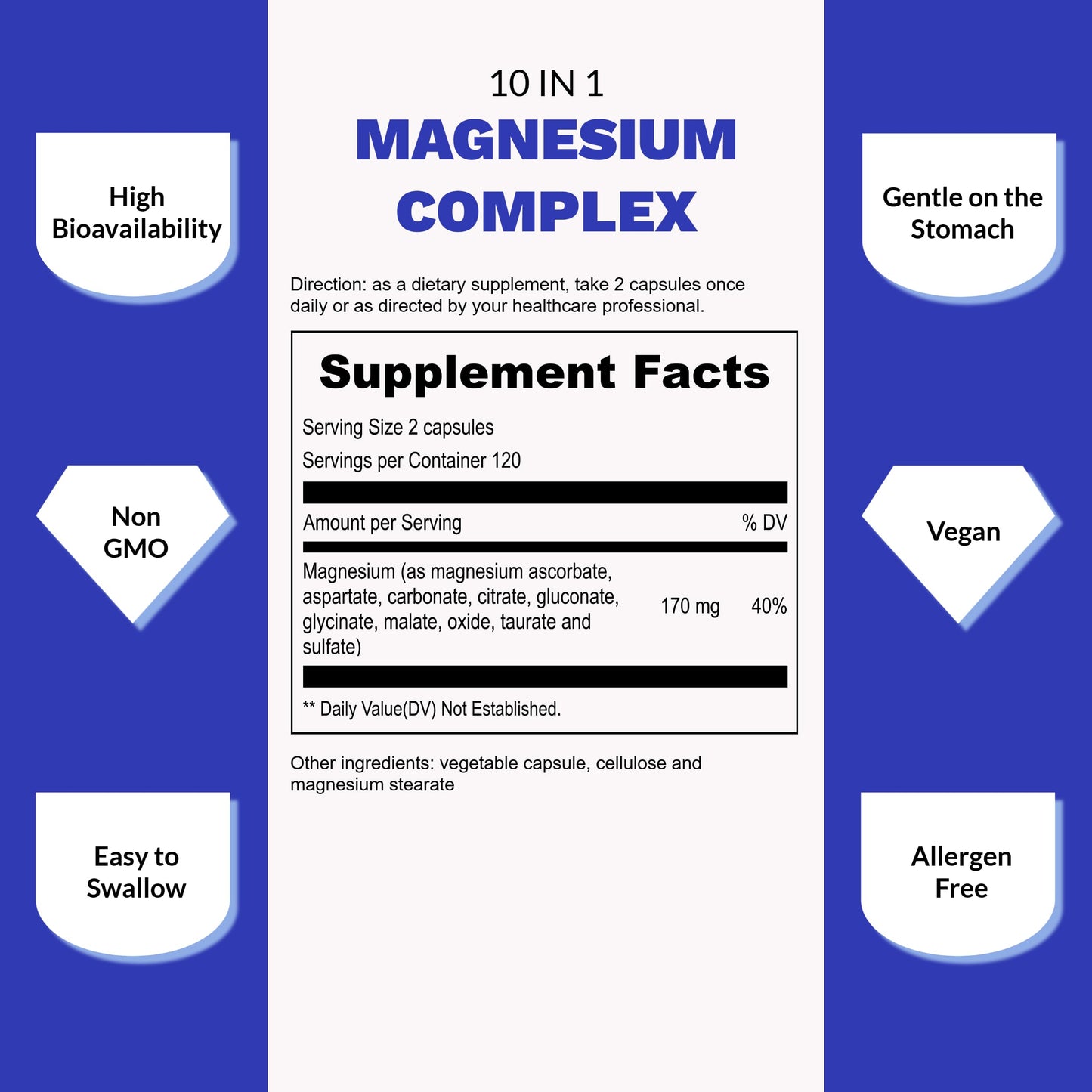 UpNourish Magnesium Supplement - 10 in 1 Magnesium Complex - Full Spectrum Magnesium Mineral Supplements with Glycinate, Citrate, Taurate, Malate, Carbonate, Oxide and More, 240 Vegan Capsules UpNourish buy supplements Au