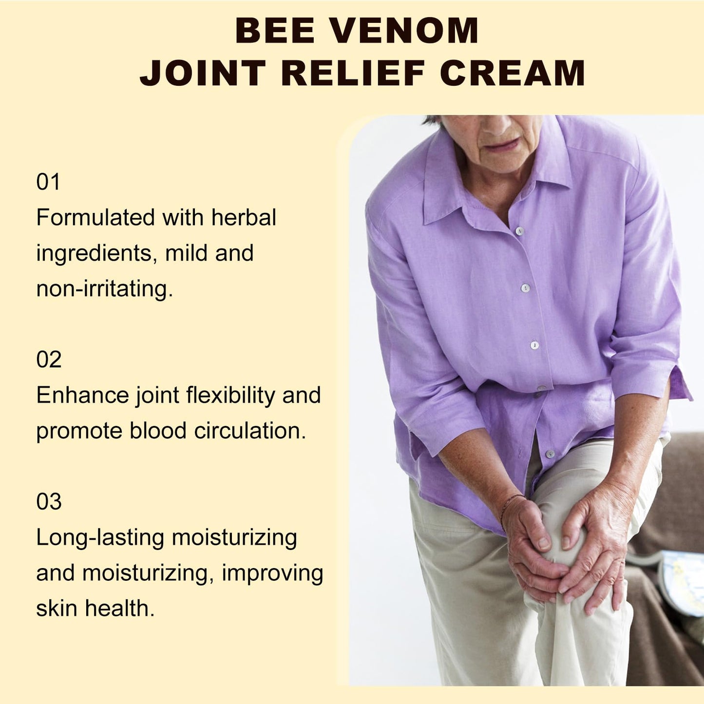 Bee Venom Joint Cream, Natural Bee Venom Skin Cream, Bee Venom Advanced Joint & Bone Cream, Suitable for Everyday Back, Waist, Neck, Hands, Knees, Light Non-Sticky for Men Women Aldult - 2.11 Oz/60g JoanofArcBuy Supplements Australia