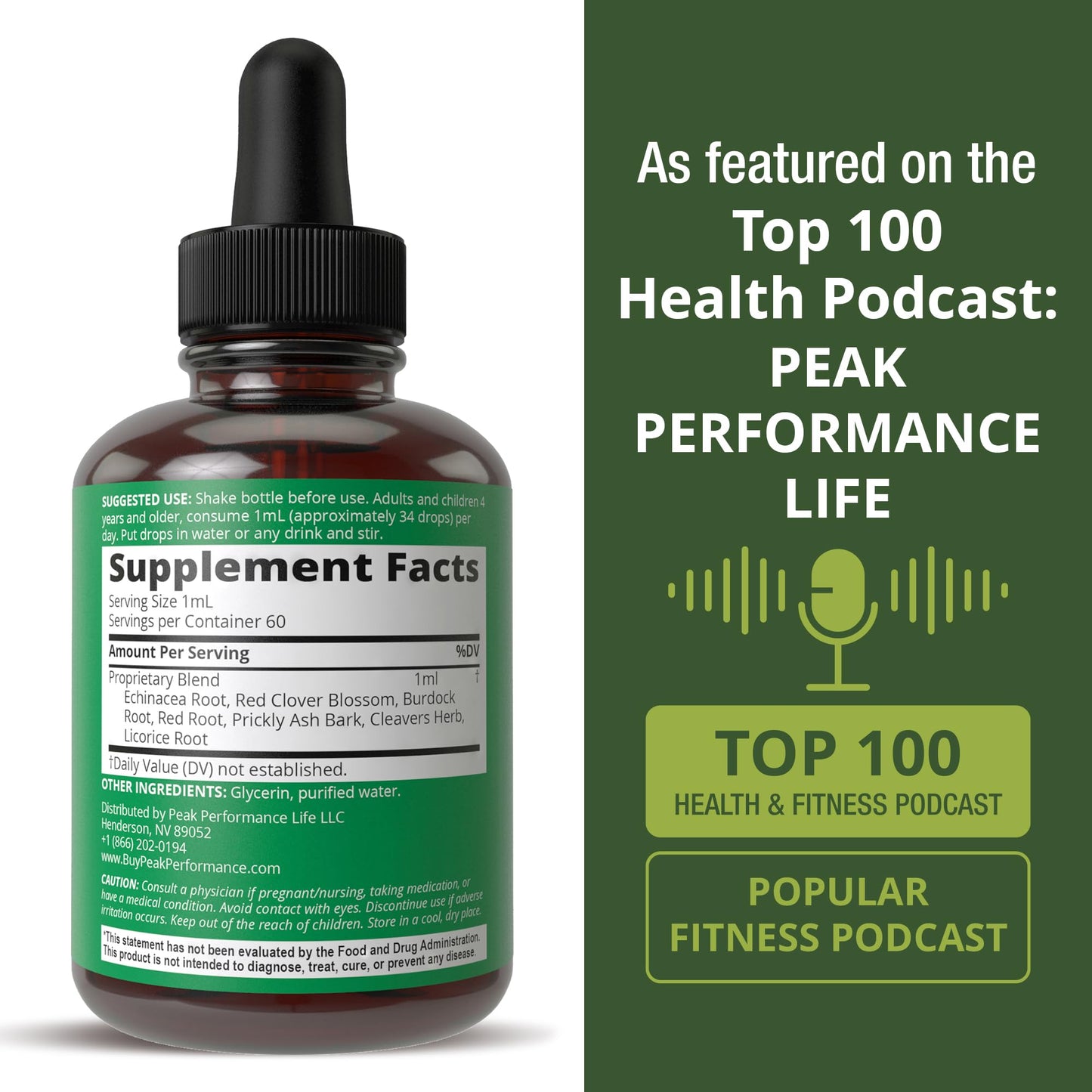 Peak Performance Lymphatic Drainage Drops. Sugar Free 7-in-1 Lymph Detox and Cleanse Support. Vegan Supplement with Echinacea, Red Clover Blossom, Burdock Root, Cleavers Herb, Licorice Root, and More Peak Performance buy supplements Au