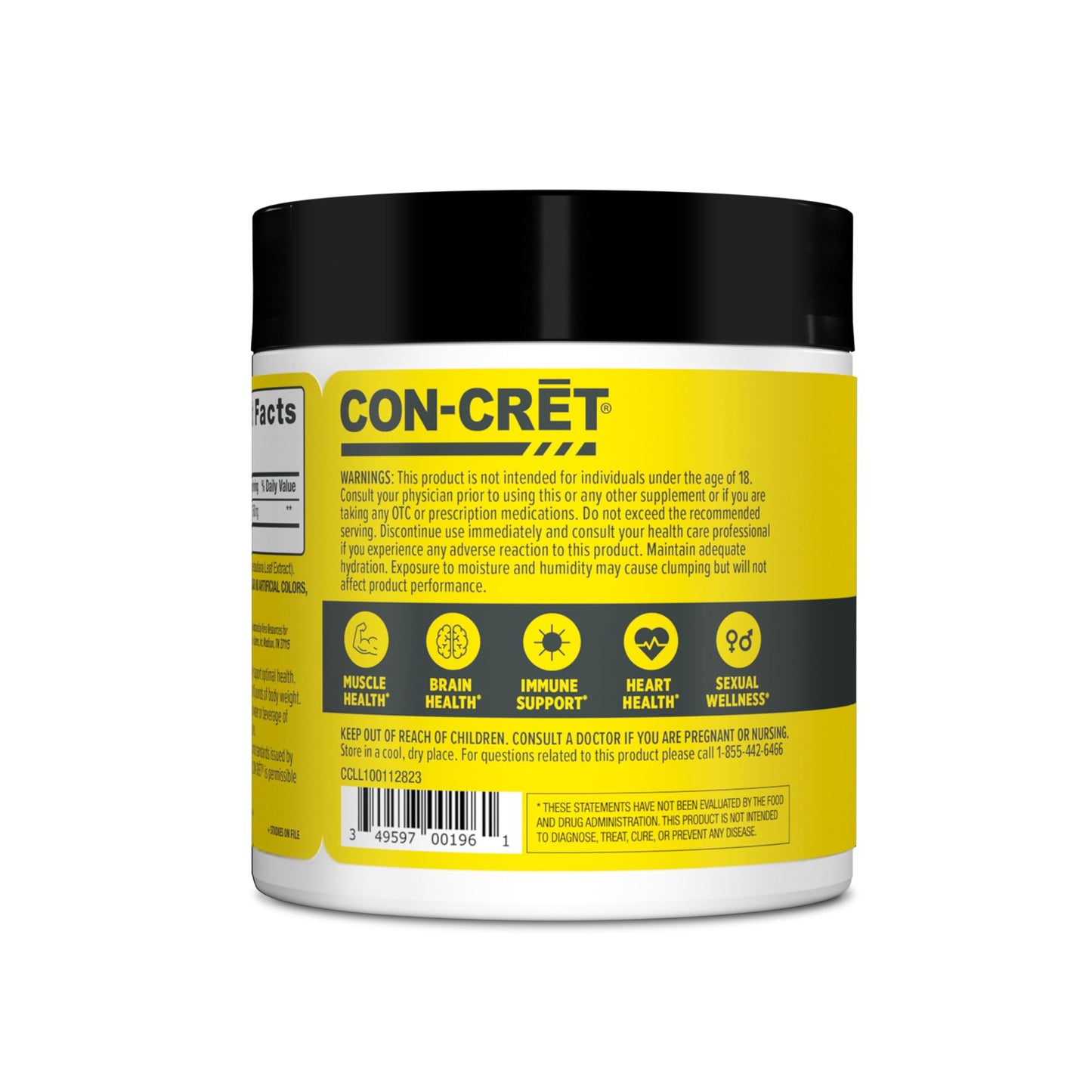 CON-CRET Creatine HCl Powder | Muscle, Cognitive, Cellular Energy Support | No Bloating or Cramps | USA Made & NSF Certified
