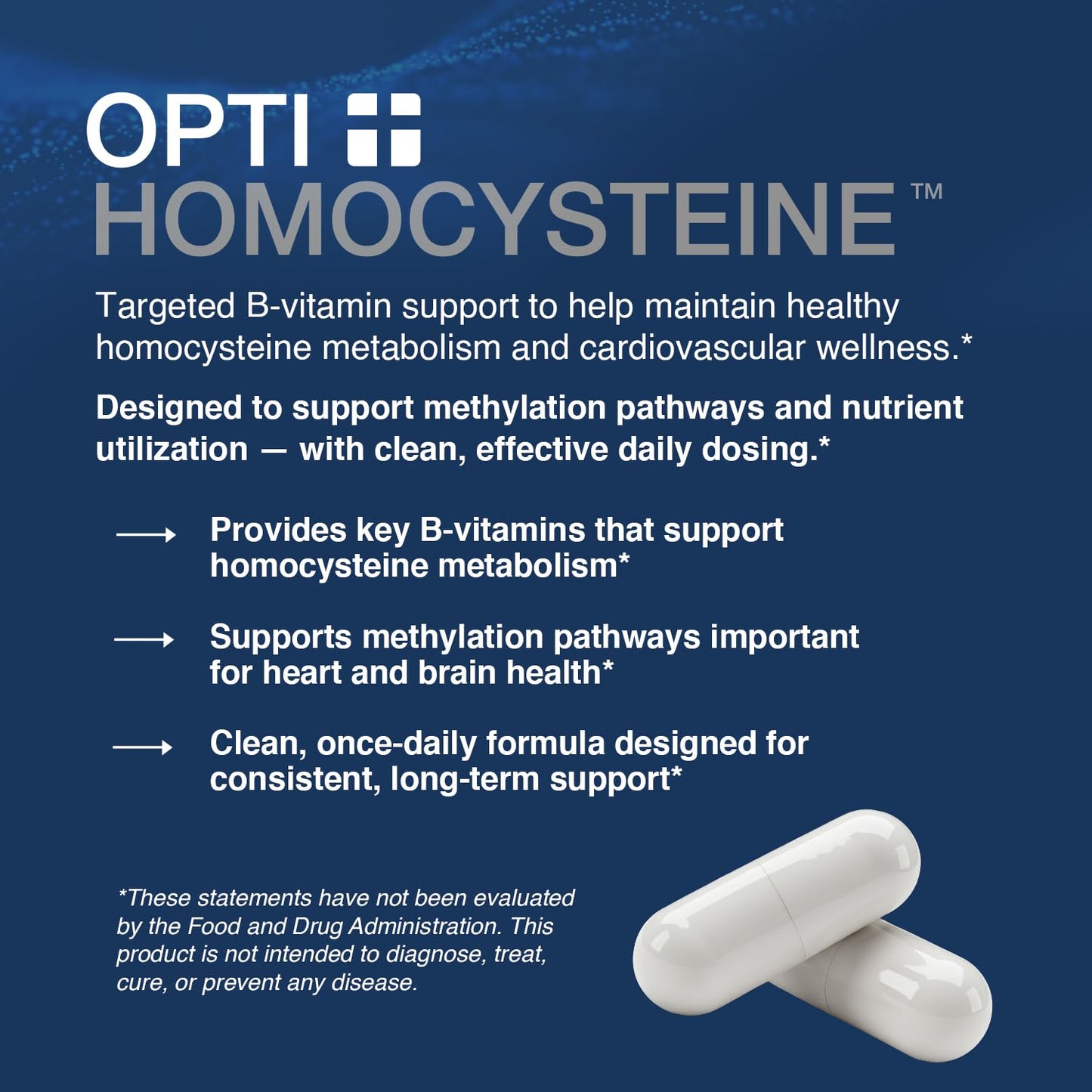 Opti + Homocysteine Capsules | Daily Brain and Heart Health Supplements* | Brain Supplement with Methylcobalamin & Methylfolate | 60 capsules/30 Servings Opti + Life buy supplements Au