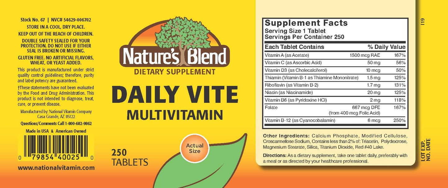 Nature's Blend Daily Vite 250 Tablets Nature's BlendBuy Supplements Australia