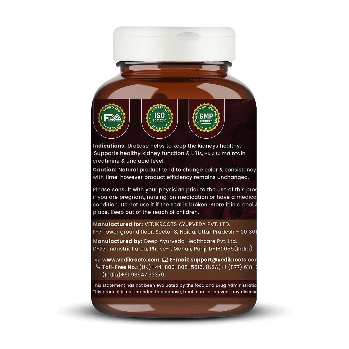 VEDIKROOTS UroEase | Ayurvedic Herbal Supplement for Kidney Health & Uric Acid Levels | Supports Urinary Tract Health | 60 Veg Capsules VEDIKROOTSBuy Supplements Australia