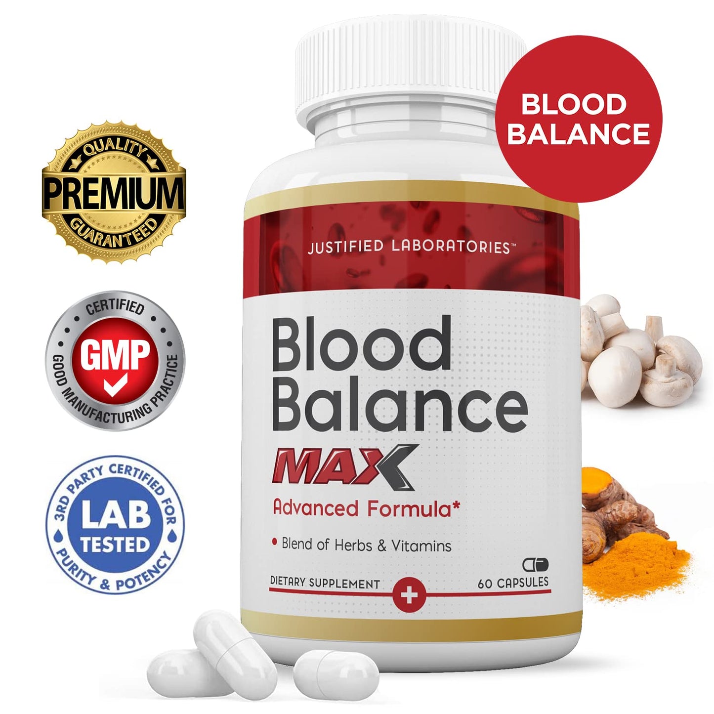 Justified Laboratories (2 Pack Blood Balance Max 1295MG Formula Supplement Pills 120 Capsules Justified LaboratoriesBuy Supplements Australia