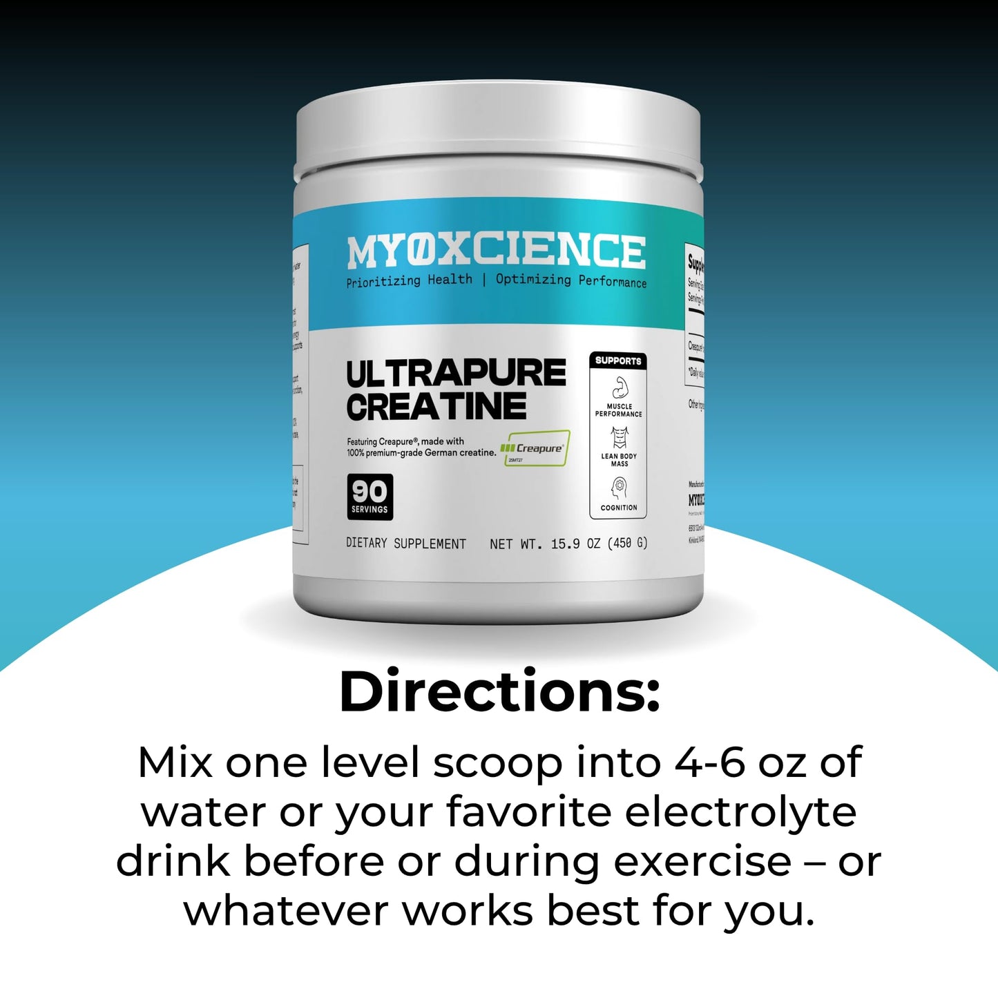 MYOXCIENCE Creapure® Creatine | 5 Grams German Creatine Monohydrate Per Serving | Supports Muscle Performance, Lean Body Mass, & Cognition (90 Serving Jar) MYOXCIENCE buy supplements Au