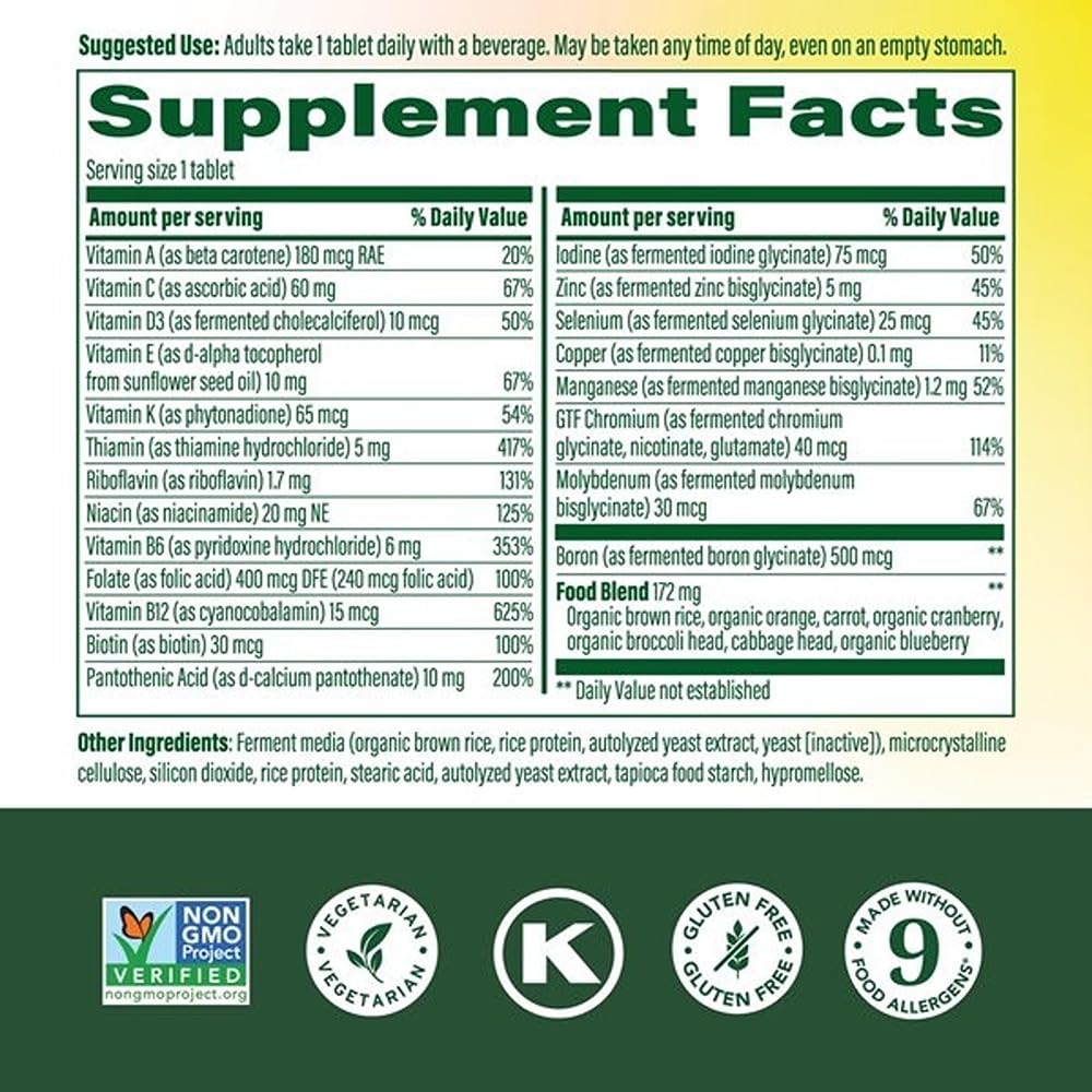 MegaFood One Daily Iron Free Multivitamin - Multivitamin for Women and Men - with Real Food - Immune Support Supplement - Bone Health - Energy Metabolism - Vegetarian; Non-GMO; No Iron - 60 Tablets MegaFoodBuy Supplements Australia