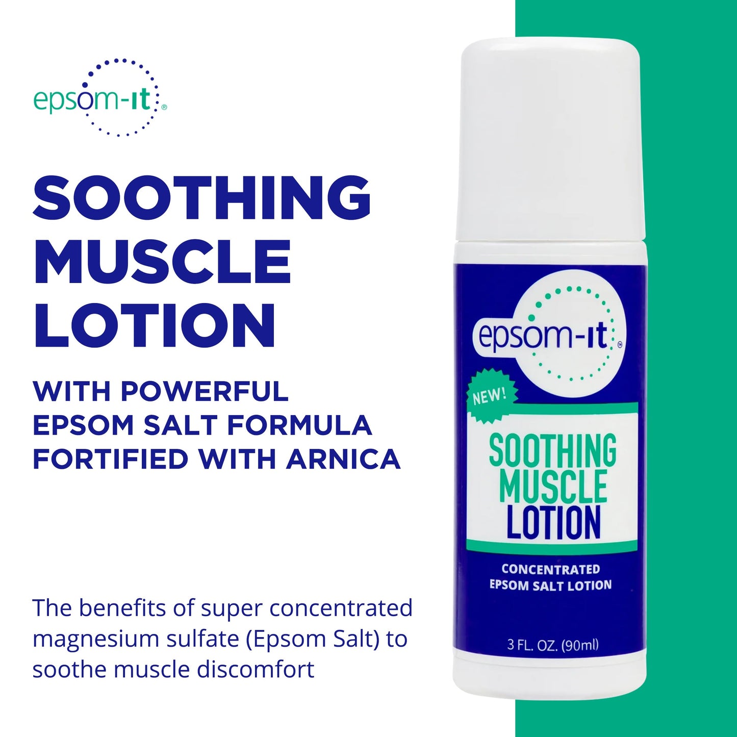 EPSOM-IT Soothing Muscle Lotion - Roll On Epsom Salt Lotion with Arnica for Muscle Stiffness, Leg, Knees and Feet Discomfort, Topical Magnesium Cream, 3oz, 2-Pack EPSOM-ITBuy Supplements Australia