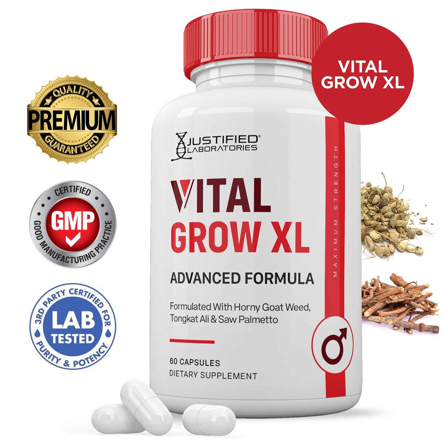 (2 Pack) Vital Grow XL Pills 1484MG Advanced Formula Proprietary Blend for Men 60 Capsules Justified Laboratories buy supplements Au
