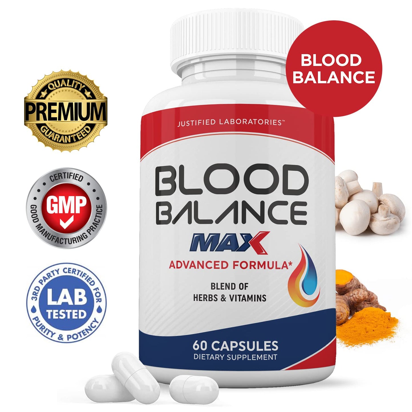 Justified Laboratories (3 Pack) Blood Balance Max 1295MG Supplement Pills 180 Capsules Justified Laboratories buy supplements Au