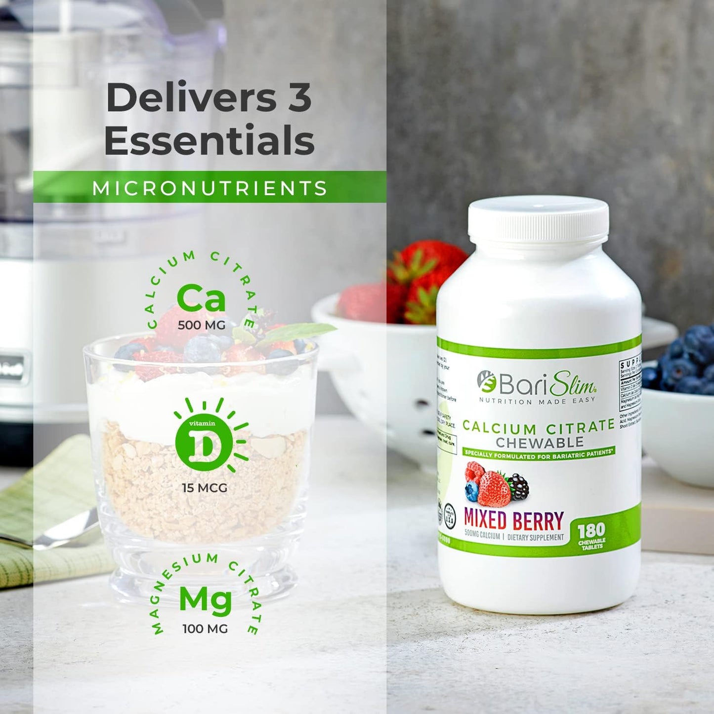 BariSlim Bariatric Calcium Citrate & Complete Chewable Multivitamin - Bariatric Vitamin and Supplement for Post Bariatric Surgery Including Gastric Bypass and Gastric Sleeve BariSlim buy supplements Au