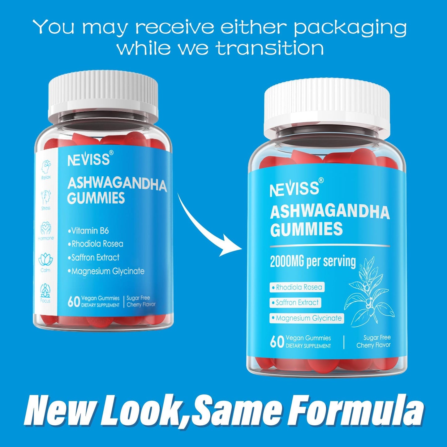 Ashwagandha Gummies, Magnesium Glycinate Gummies 2000mg for Adults, Vitamin B6, Zinc, Rhodiola Rosea, Lemon Balm, Relaxation Support, Natural Zzz, Brain, Muscle, Stamina, Energy, Sugar Free NEVISSBuy Supplements Australia