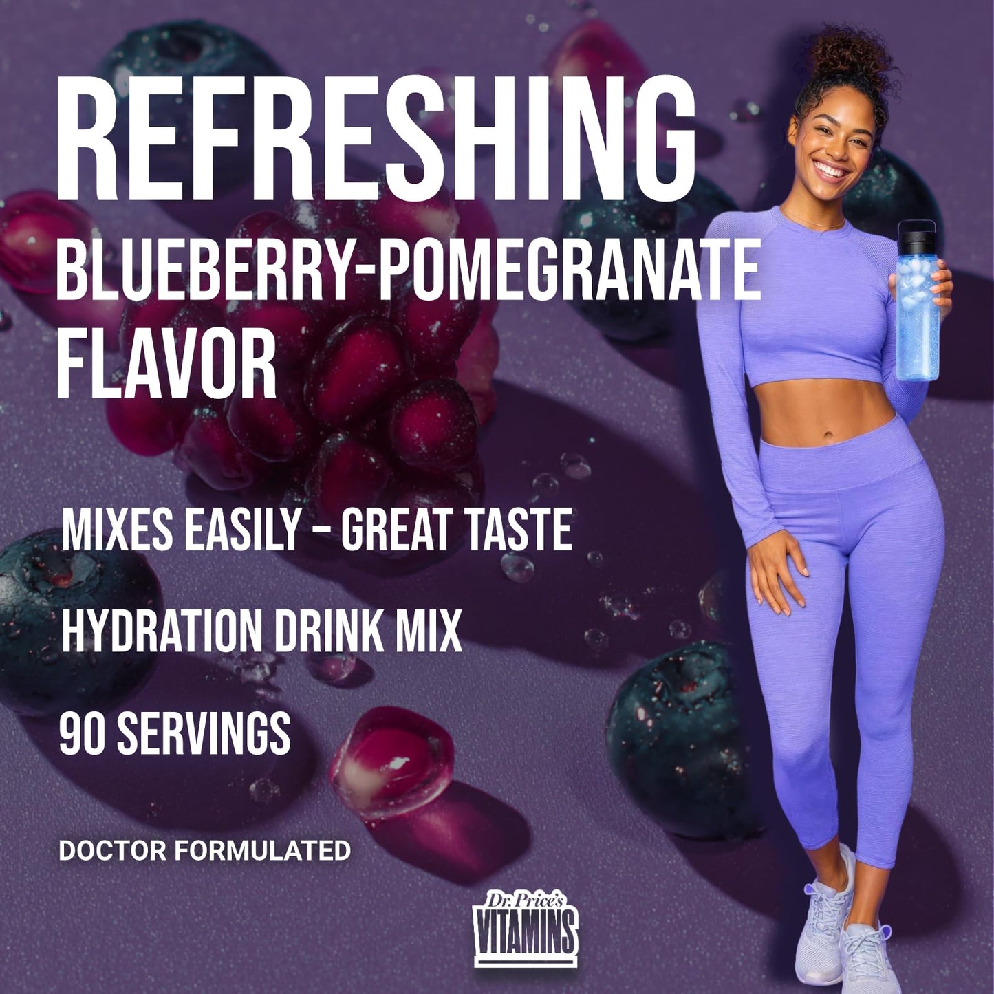 Dr. Price’s Electrolytes Powder Bulk – Blueberry Pomegranate, 90 Servings | Sugar Free Hydration Drink Mix with 72+ Trace Minerals, Manganese | Keto Electrolytes