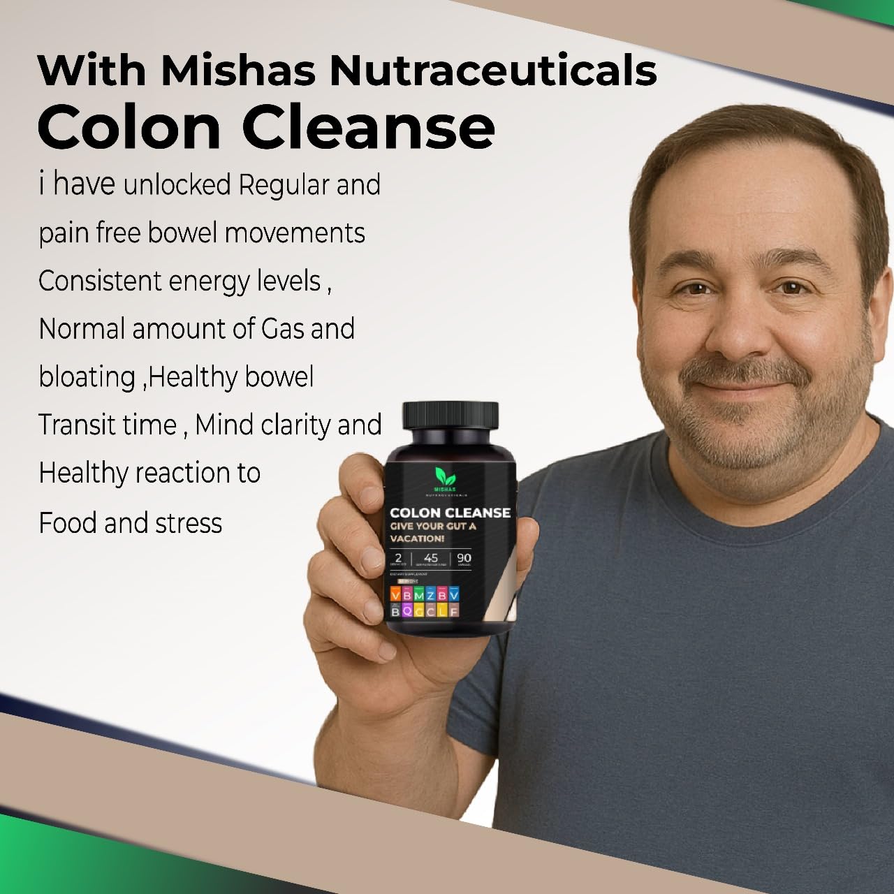Mishas Nutraceutical Colon Cleanse - Relief from Gas and Bloating, Supports Gut Health with Magnesium, Berberine, Vitamin D, Quercetin & More
