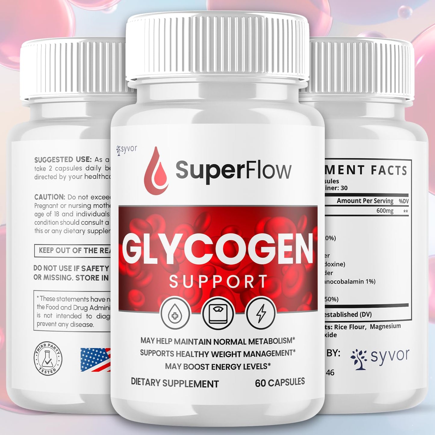 Super Flow Glycogen Support, Official SuperFlow Advanced Formula Glyco Optimizer Capsules, All Natural Super Flow Glycogen Pills, Daily Wellness Supplement to Support Healthy Balance (60 Capsules) Syvor buy supplements Au