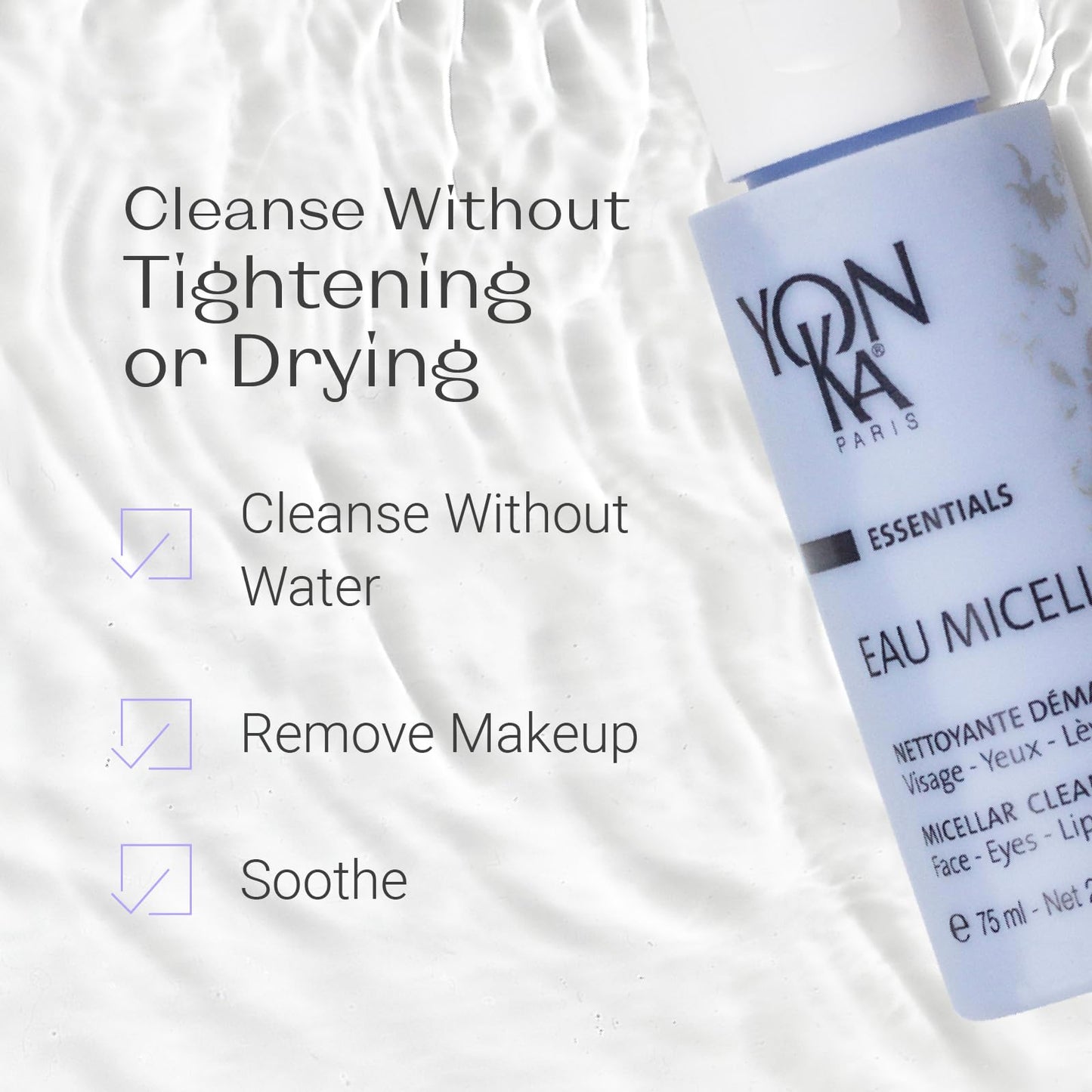 Yonka Eau Micellaire Travel Size | Micellar Water and Cleansing Makeup Remover | Gentle Face Wash with Rose and Chamomile to Remove Impurities and Hydrate | Paraben-Free | 2.53 fl oz YonkaBuy Supplements Australia