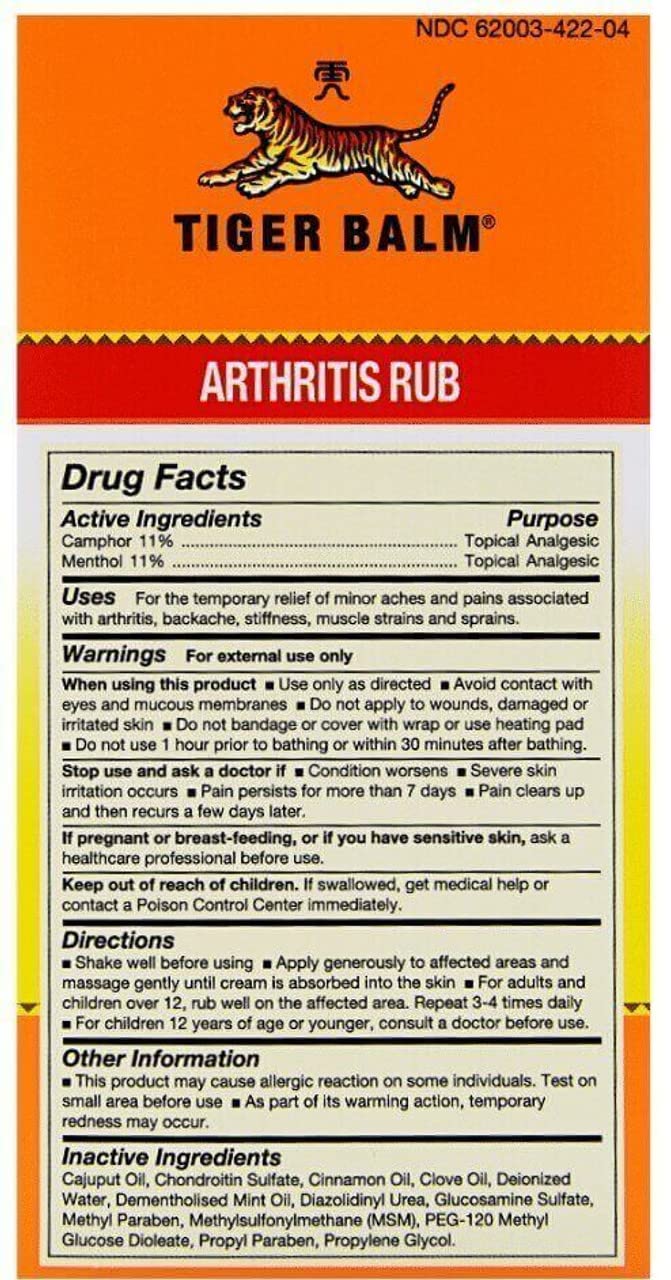Tiger Balm Arthritis Rub, 4 Ounce -- 3 per case. Tiger BalmBuy Supplements Australia