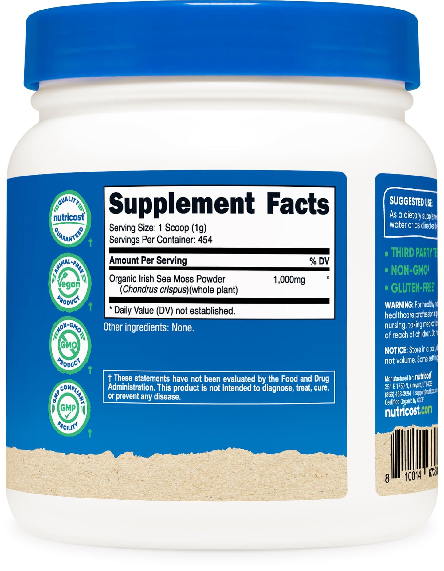Nutricost Organic Irish Moss Powder (1 LB) - Gluten Free, Non-GMO, Vegetarian Friendly NutricostBuy Supplements Australia
