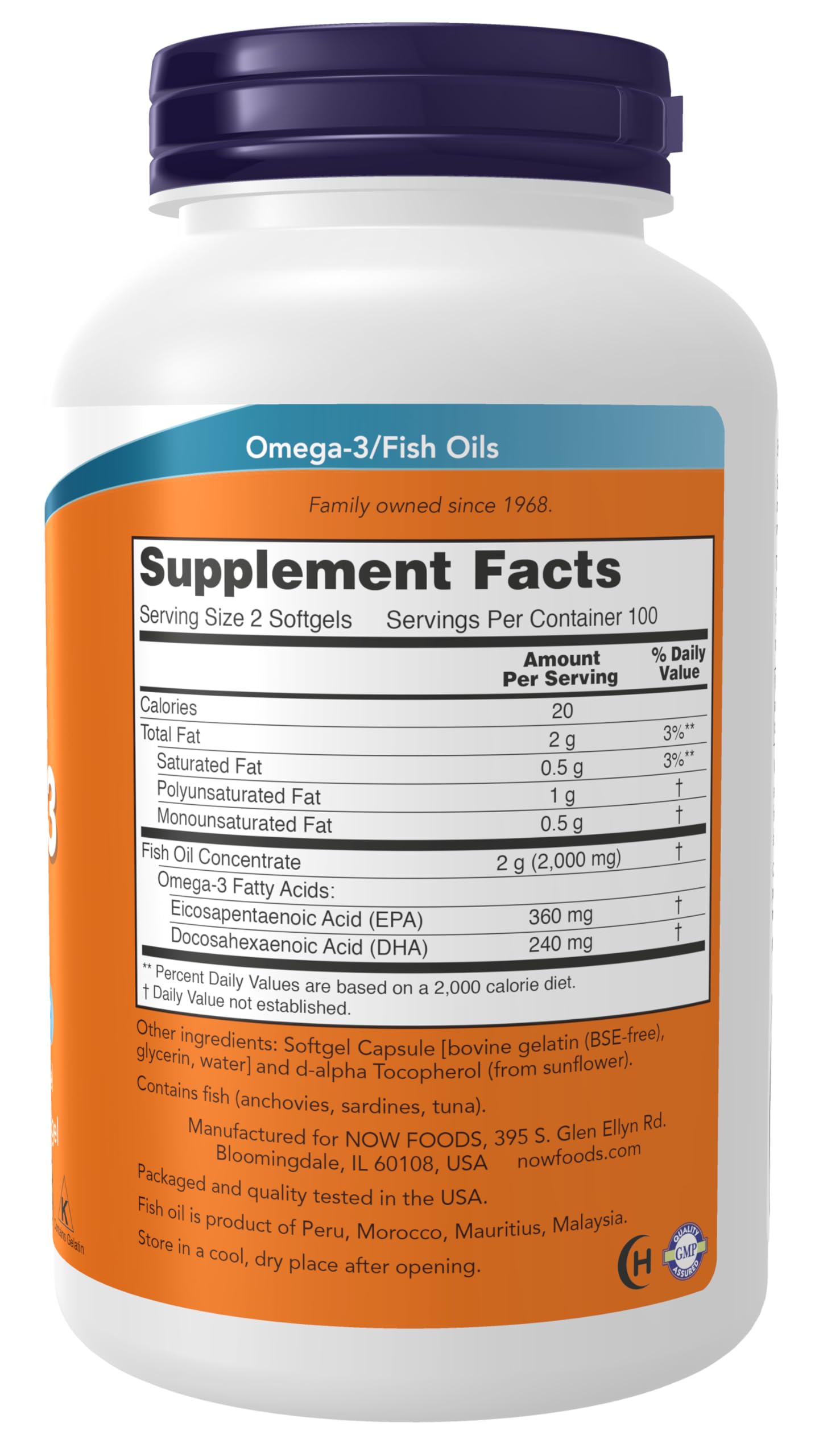 NOW Foods Supplements, Omega-3 180 EPA / 120 DHA, Molecularly Distilled, Cardiovascular Support*, 200 Softgels NOW FoodsBuy Supplements Australia