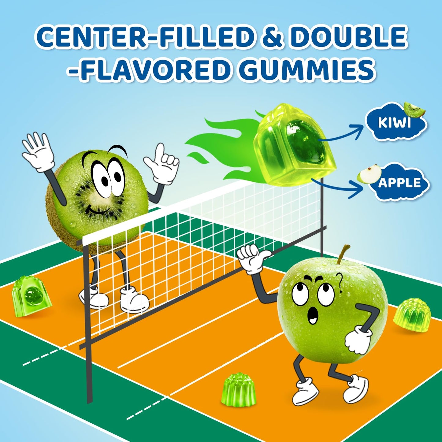 Center-Filled Magnesium Gummies for Kids 300MG - Magnesium Glycinate Gummies with L-theanine, Omega-3, Vitamin B6, D for Kids & Adults, Supplement for Sleep, Calm & Muscle Relaxation - Apple & Kiwi CNCHEFBuy Supplements Australia