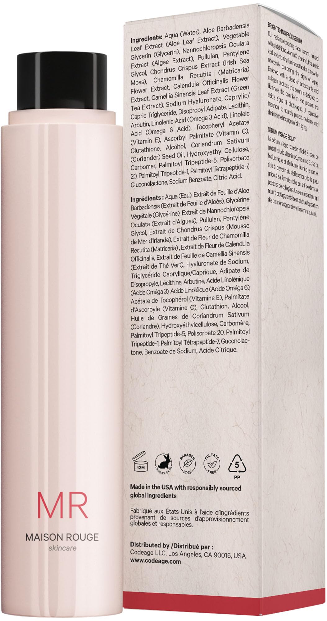 Maison Rouge Brightening Face Serum Refill by Codeage – Glutathione, Vitamin C, E, Hyaluronic Acid & Collagen – Radiance & Antioxidant Support – Paraben-Free – For All Skin Types – 1.7 fl oz CodeageBuy Supplements Australia