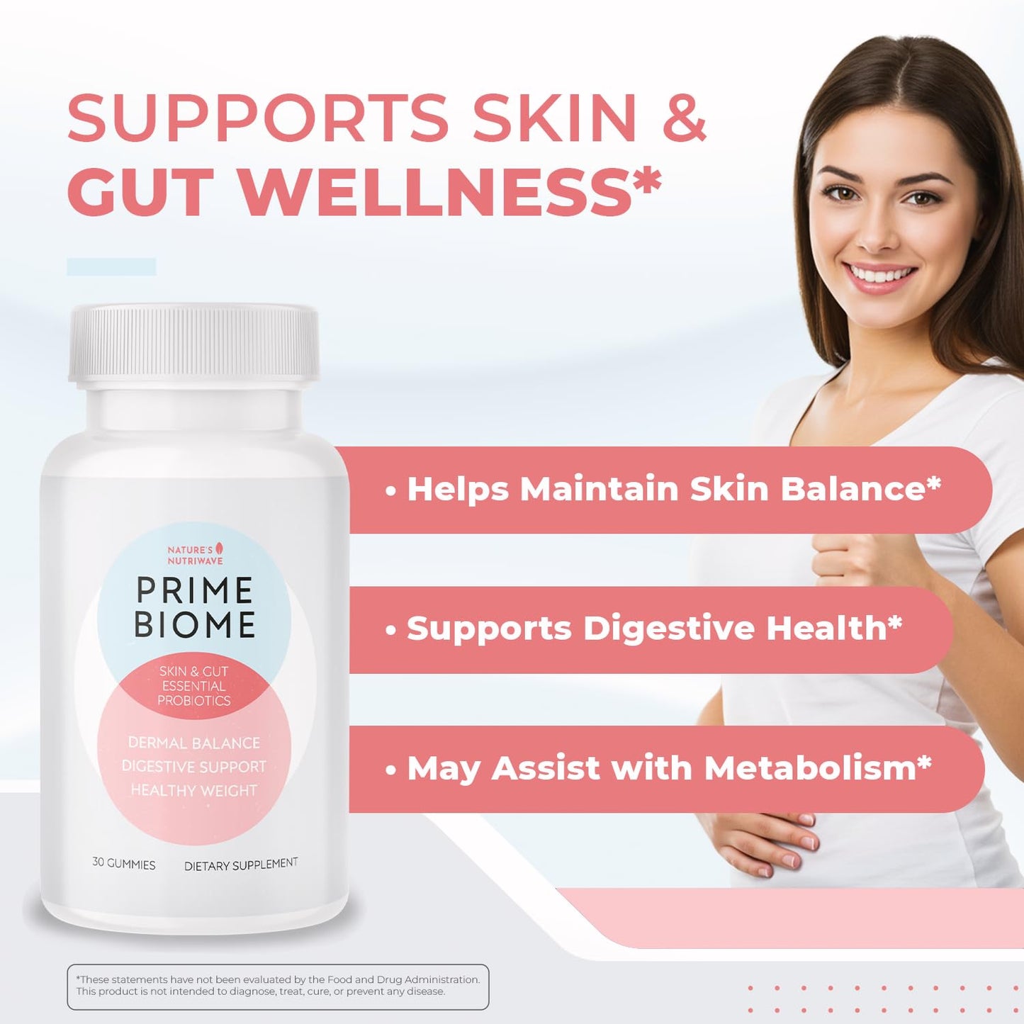 Nature’s NutriWave PrimeBiome Probiotic Gummies – Plant-Based Blend with Inulin, Lion’s Mane, Ginger & More– Non-GMO, No Stimulants, GMP Certified – 30 Gummies, 1 Month Supply Nature’s NutriWaveBuy Supplements Australia