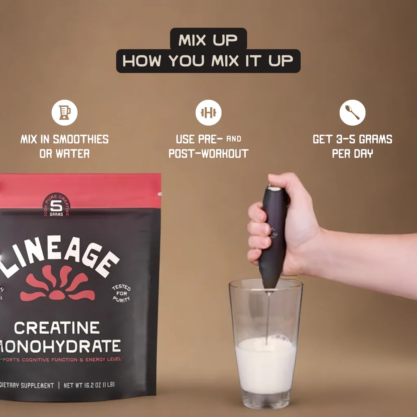 Lineage Provisions Micronized Creatine Monohydrate with Sea Salt - Micronized Creatine Powder for Training & Performance