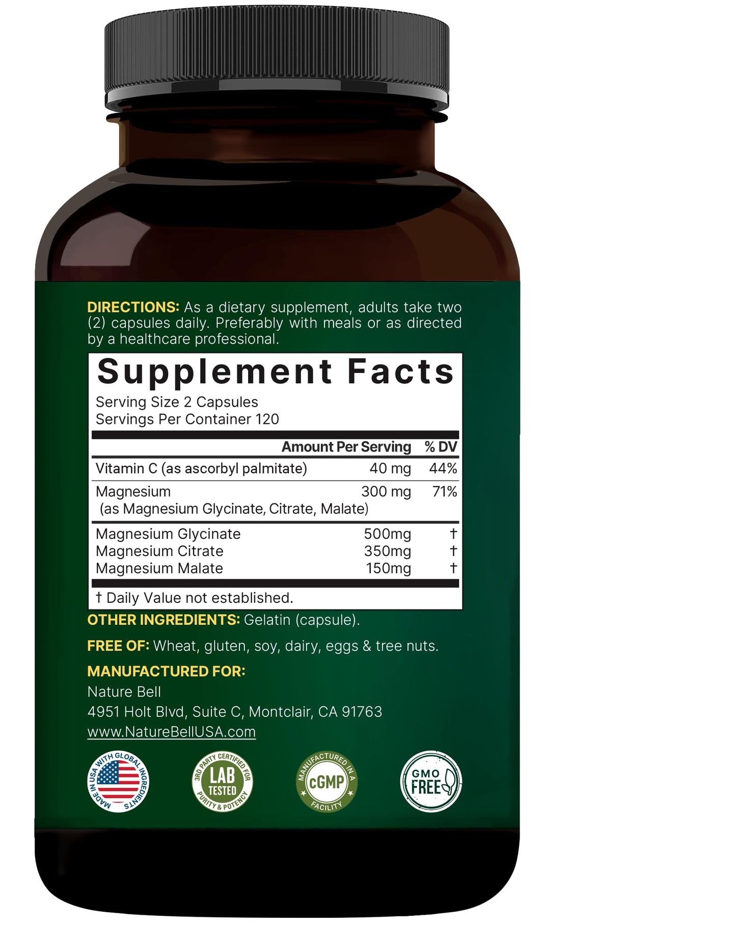 NatureBell Magnesium Complex for Women & Men 1,000mg Per Serving – 240 Capsules – Triple Magnesium Complex with Glycinate, Citrate & Malate – Chelated & Purified – Non‑GMO, Filler Free NatureBell buy supplements Au