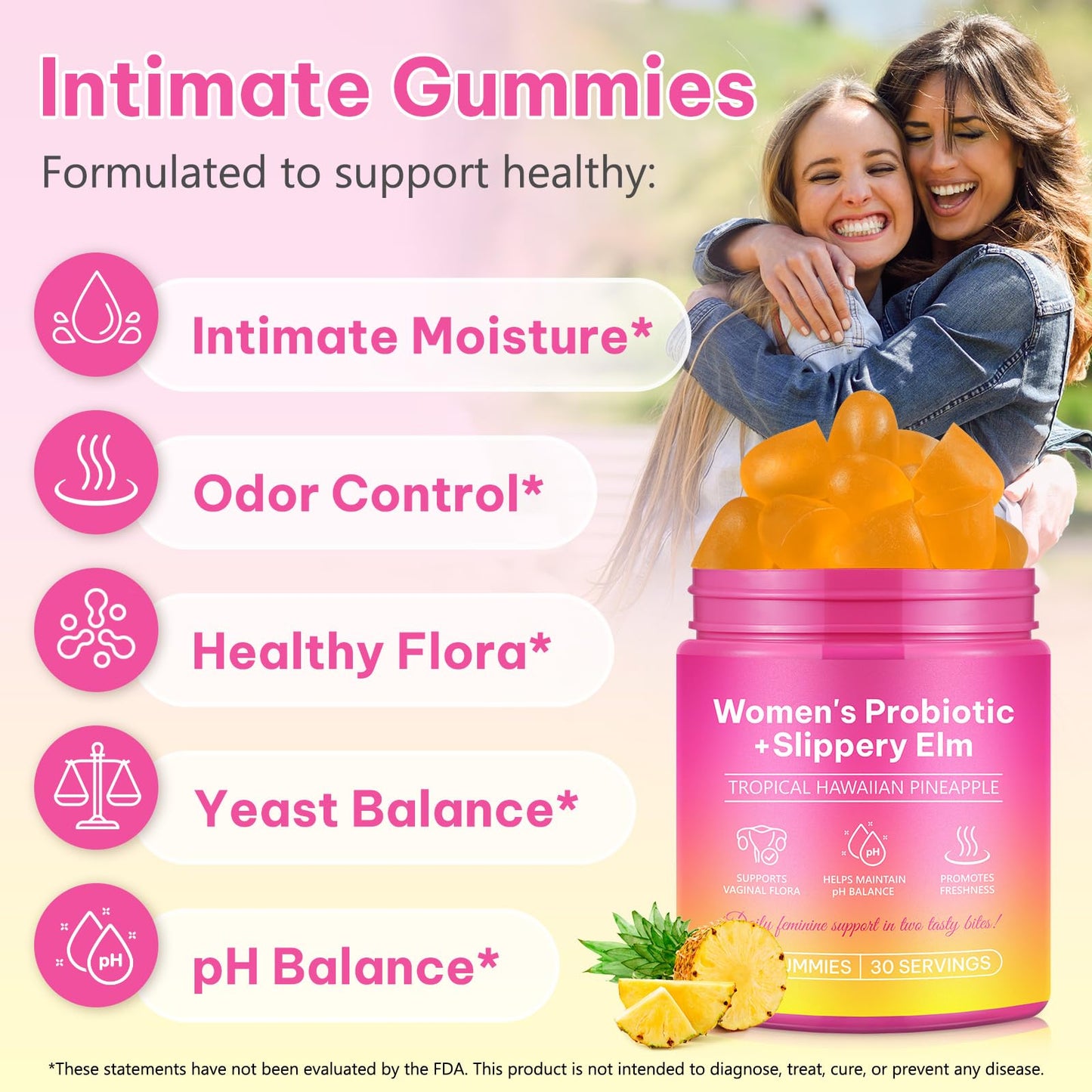 Onznoz Feminine Balance Gummies for Women, Vaginal Probiotics with Prebiotics & Lactobacillus Probiotic Blend, Supports pH Balance & Immune Health, Womens Probiotic Slippery Elm OnznozBuy Supplements Australia
