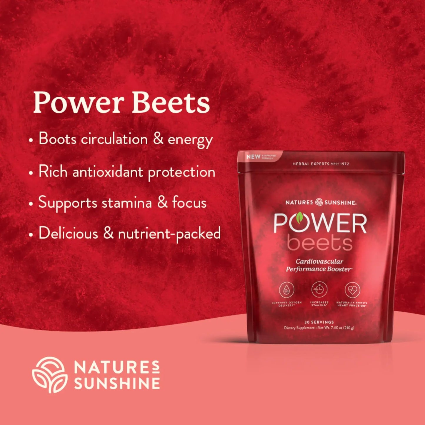 Nature's Sunshine Power Beets – Patented Nutrient Blend of Beet Root Powder and Nutrients to Promote Performance, Mental Clarity, & Vitality – Non-GMO, Soy & Gluten Free – 24 to-Go Packs Nature's SunshineBuy Supplements Australia