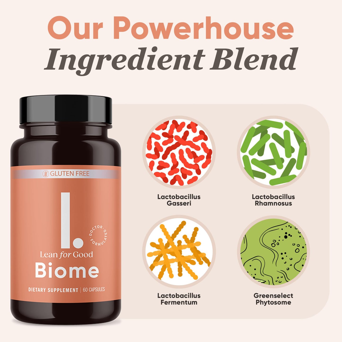 LEANFORGOOD Biome, 9-Strain Probiotic Formula, Supports a Balanced Gut Microbiome, Powerful Gut Probiotics