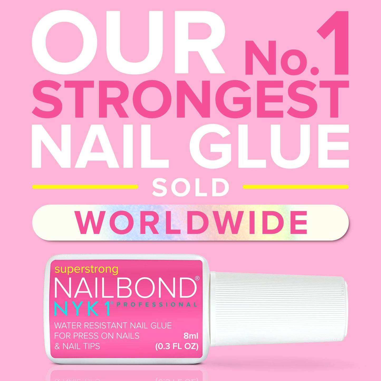 Super Strong Nail Glue for Press On Nails, Nail Tips & Acrylic Nails (8ml) NYK1 NailBond Brush
