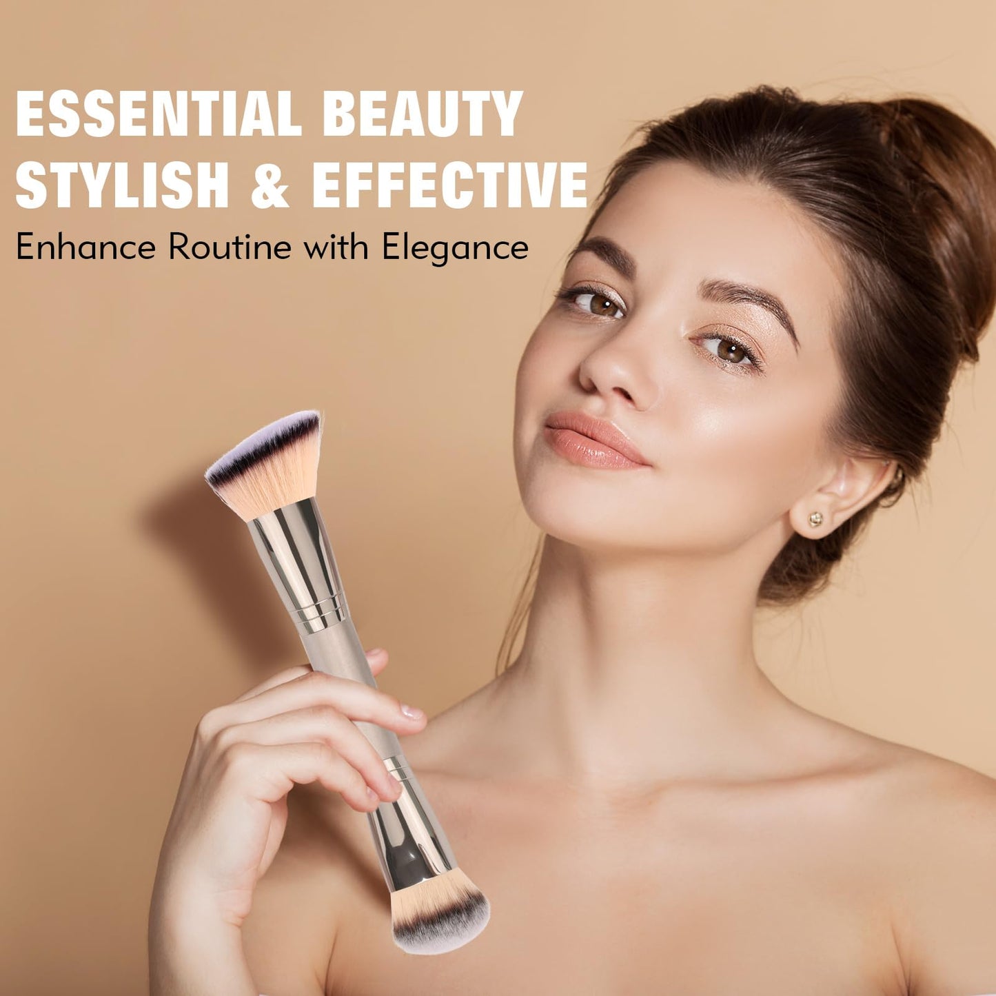 Dual-Ended Foundation Brush: Round & Angled Pro-Grade makeup brushes, 100% Vegan Synthetic Makeup Brush for Flawless Blending and Application of Liquid, Powder, Cream, Blush dpollaBuy Supplements Australia
