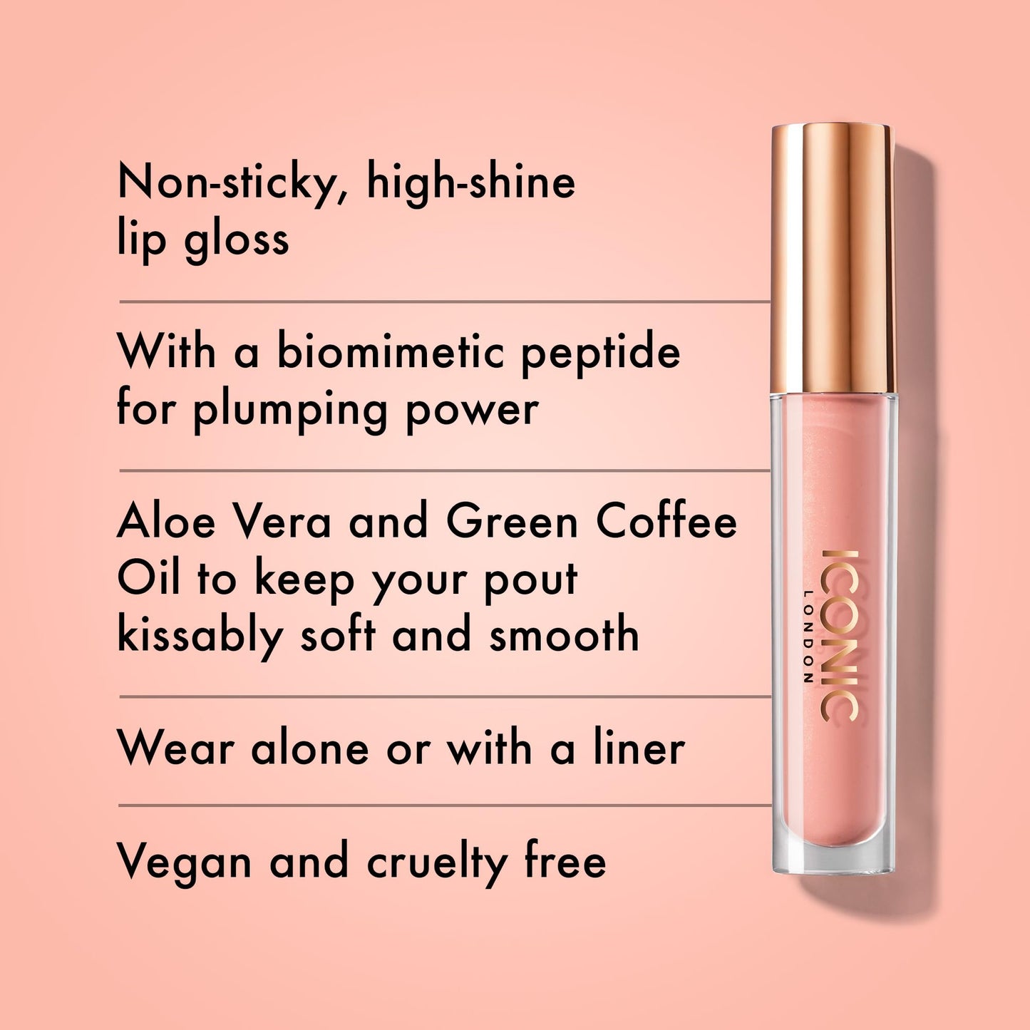 ICONIC LONDON Lip Pumping Gloss | High-Shine, Non Sticky, Lip Gloss infused with Biomimetic Peptide for Voluminous Looking Lips, Cruelty Free, Vegan Makeup, 0.16 Fl oz ICONIC LONDON buy supplements Au