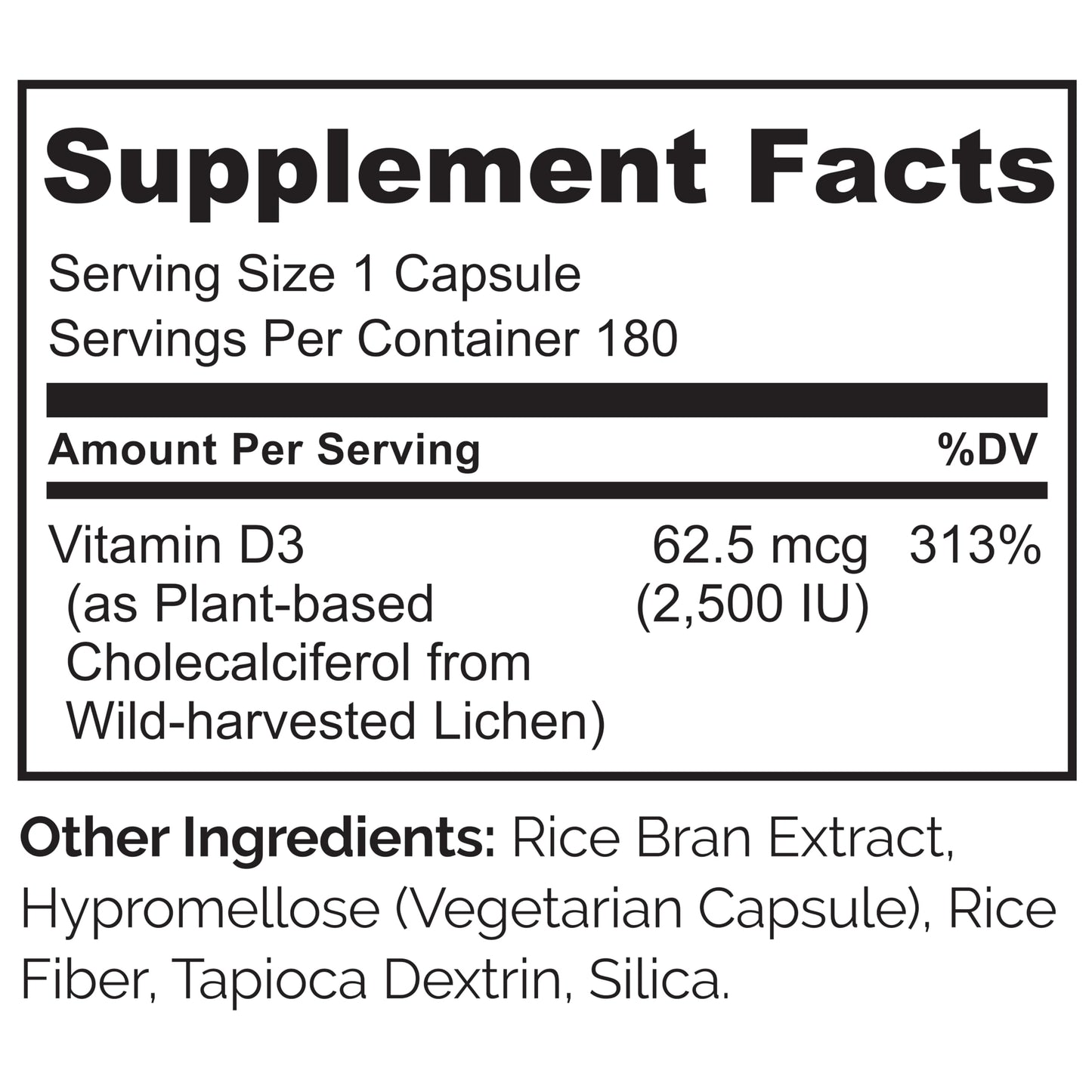 NATURELO Vitamin D - 2500 IU - Plant Based from Lichen - Natural D3 Supplement for Immune System, Bone Support, Joint Health - Vegan