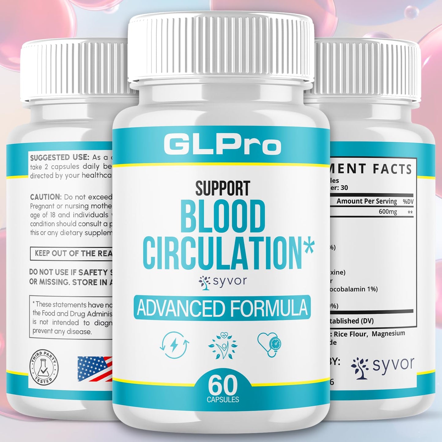 GLPro Blood Capsules, Official GLPro Blood Health Support Pills with All Natural Ingredients, Advanced Formula Supplement with Maximum Strength Premium Vitamins for Women and Men (60 Capsules) Syvor buy supplements Au
