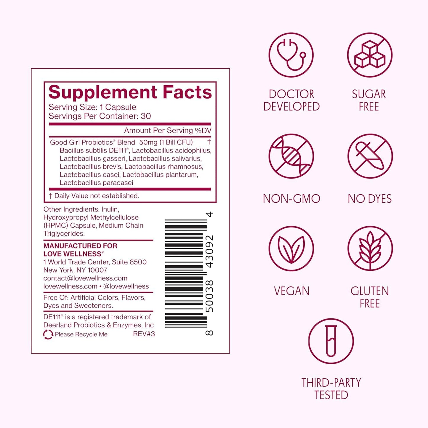 Love Wellness Good Girl Probiotics | Women’s Vaginal Health & pH Balance Supplement | 9-Strain Probiotic for Urinary Tract, Yeast, Odor & Immune Support | Gluten-Free (60-Day Supply) Love Wellness buy supplements Au